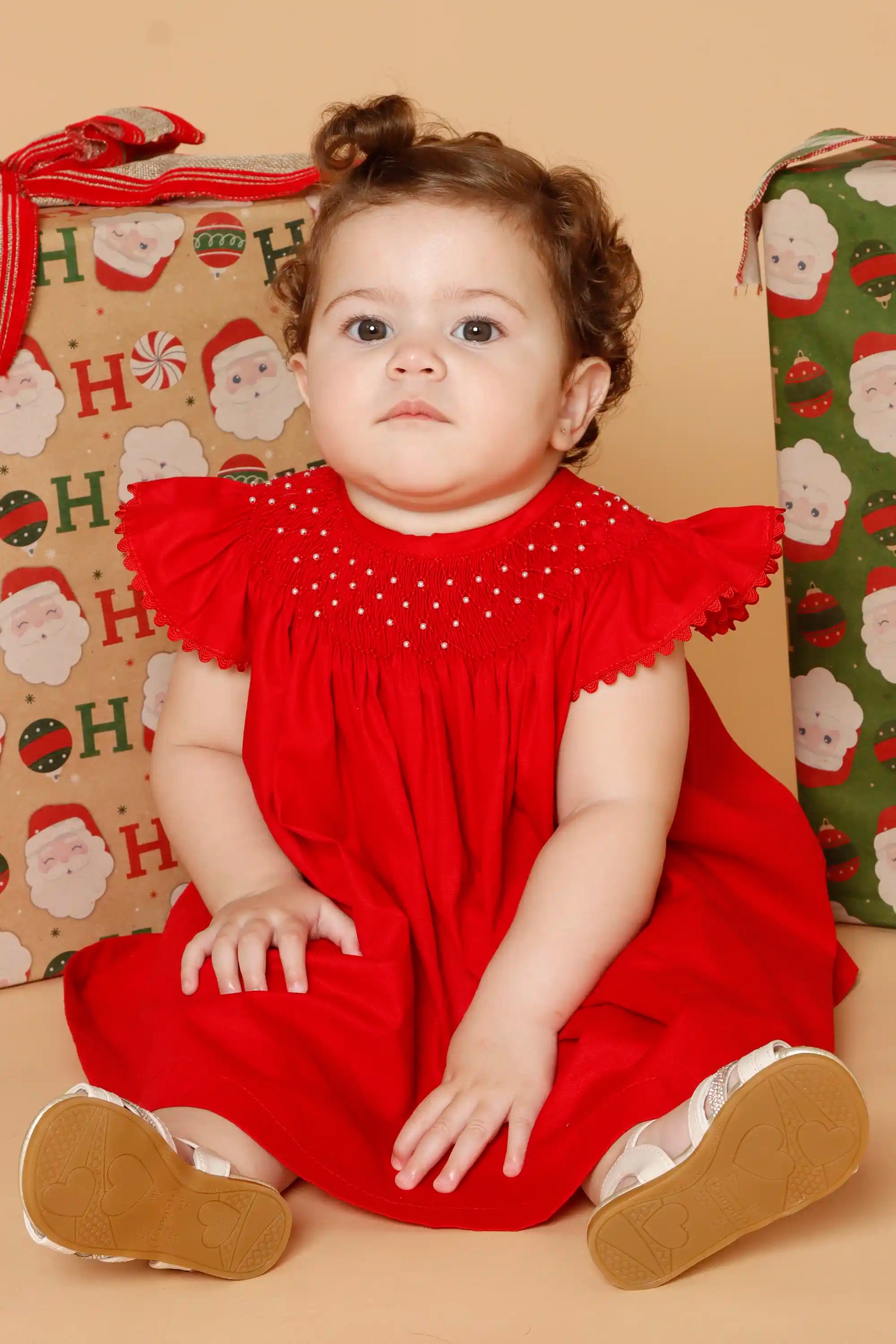 Vestido Bebê Russinho Amélie Vermelho Pérola — foto 4