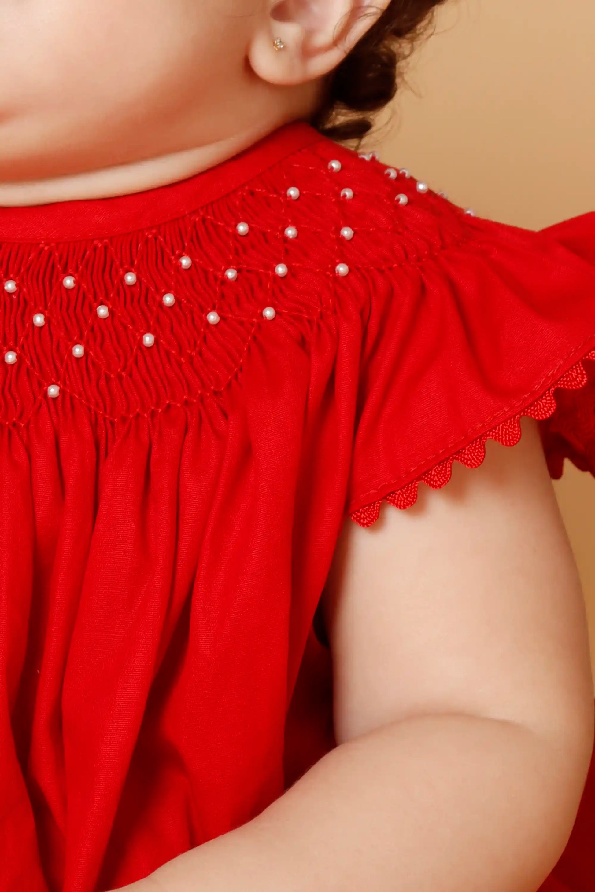 Vestido Bebê Russinho Amélie Vermelho Pérola — foto 3