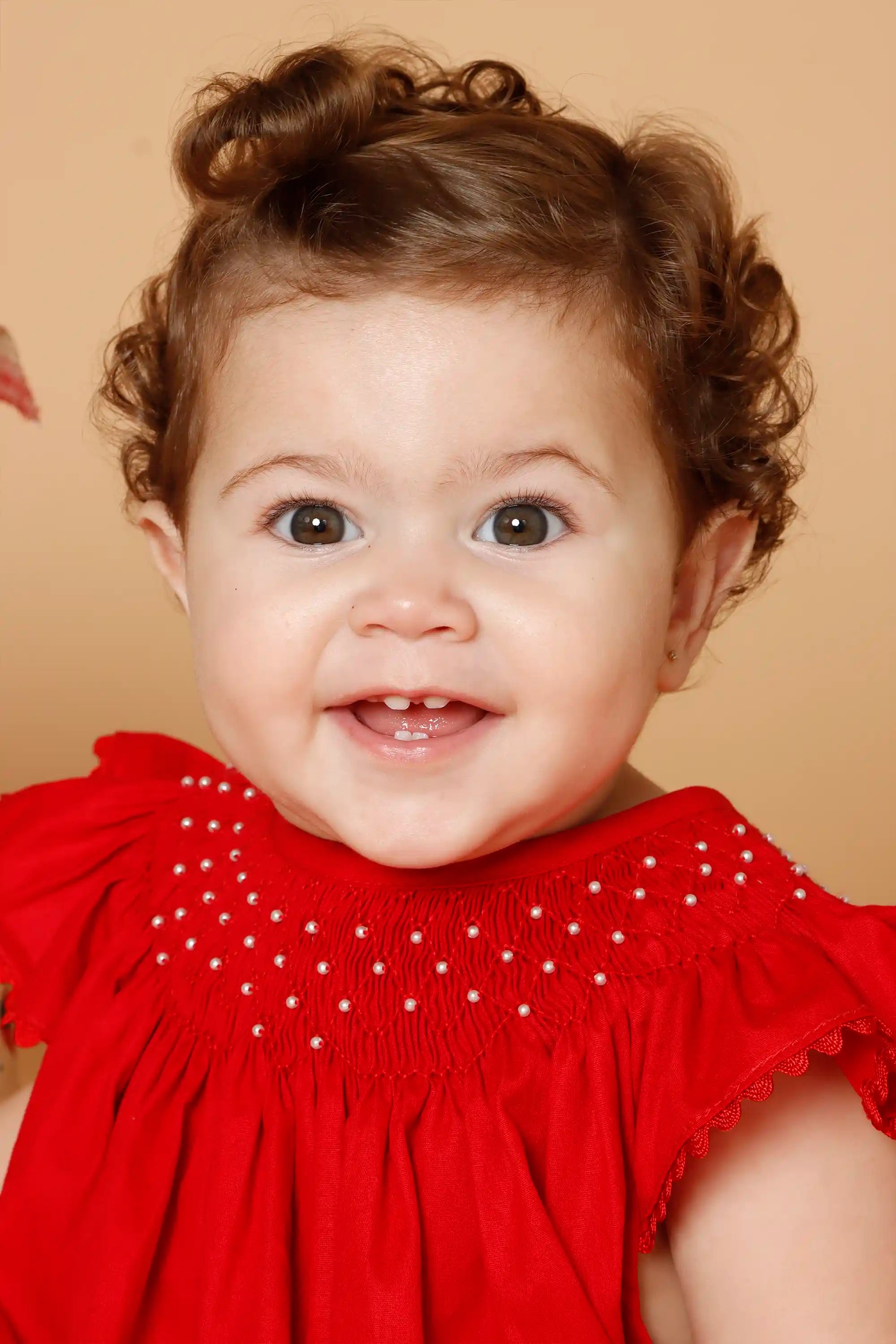 Vestido Bebê Russinho Amélie Vermelho Pérola — foto 2