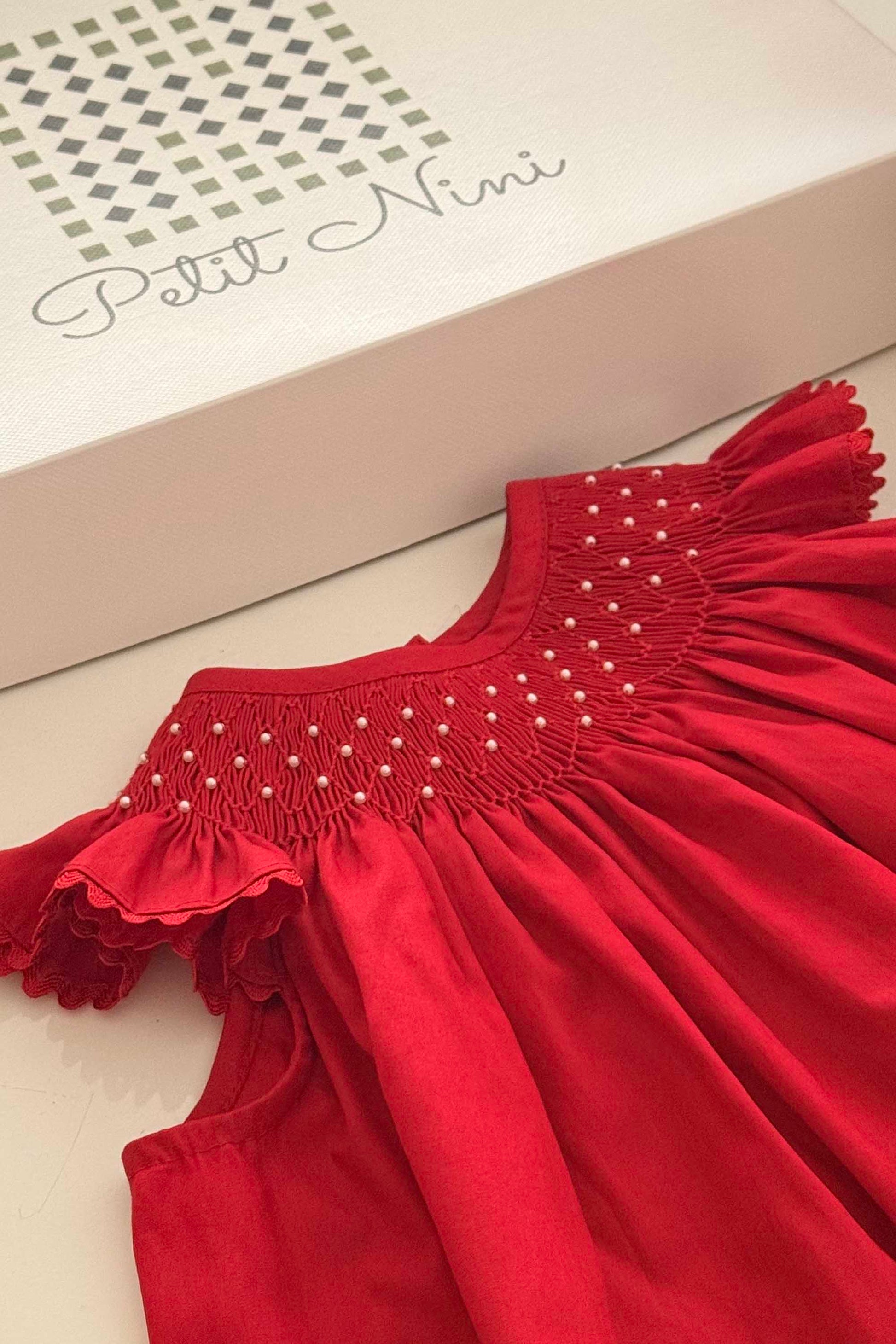 Vestido Bebê Russinho Amélie Vermelho Pérola