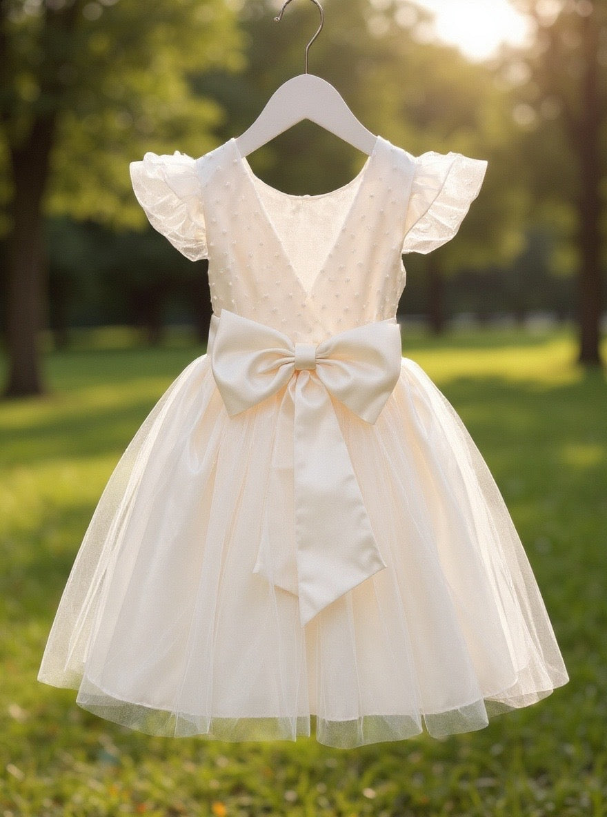 Vestido Festa Infantil Tule Marfim Pipoquinha — foto 4