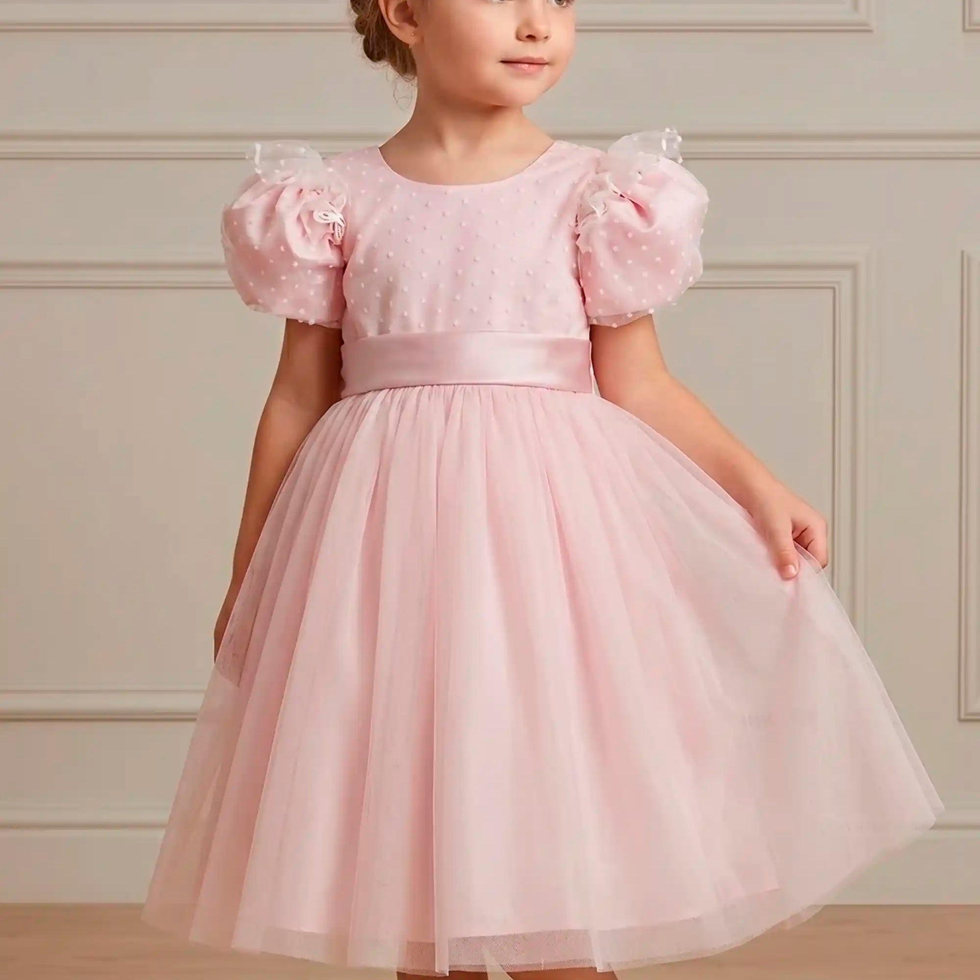 Vestido Festa Infantil Tule Rosa Pipoquinha — foto 1