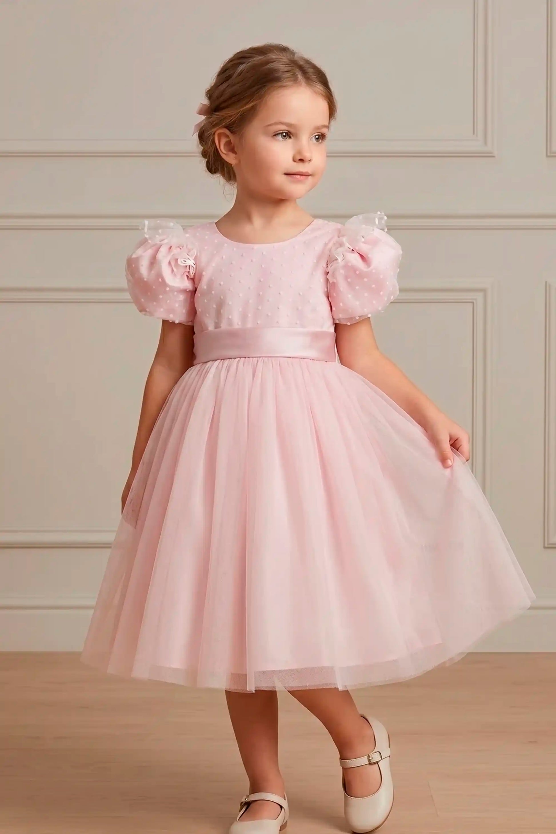 Vestido Festa Infantil Tule Rosa Pipoquinha — foto 1