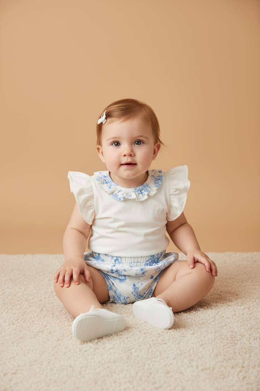 Conjunto Infantil Menina Blusa e Shorts Azul Claro