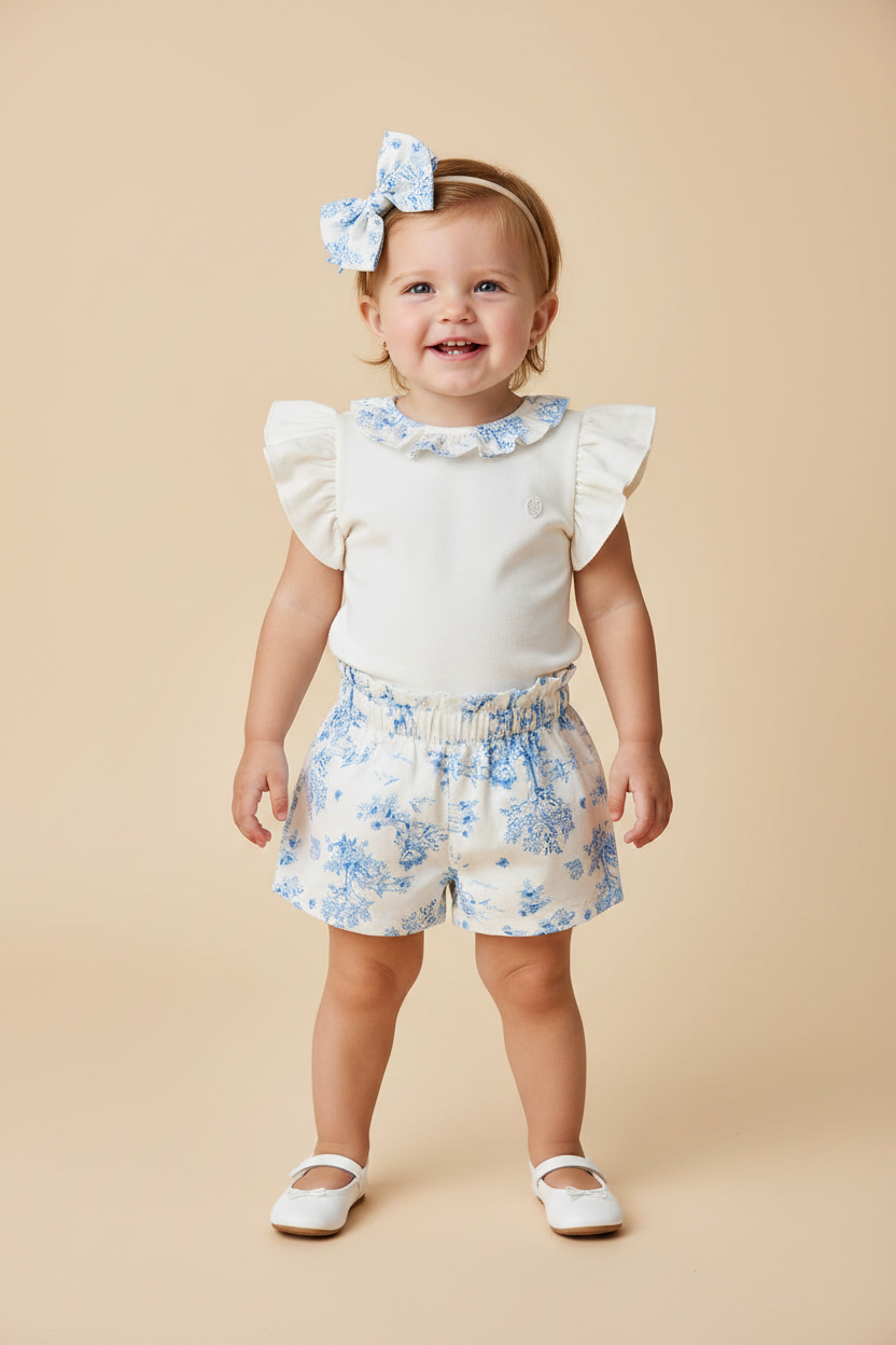 Conjunto Infantil Menina Blusa e Shorts Azul Claro
