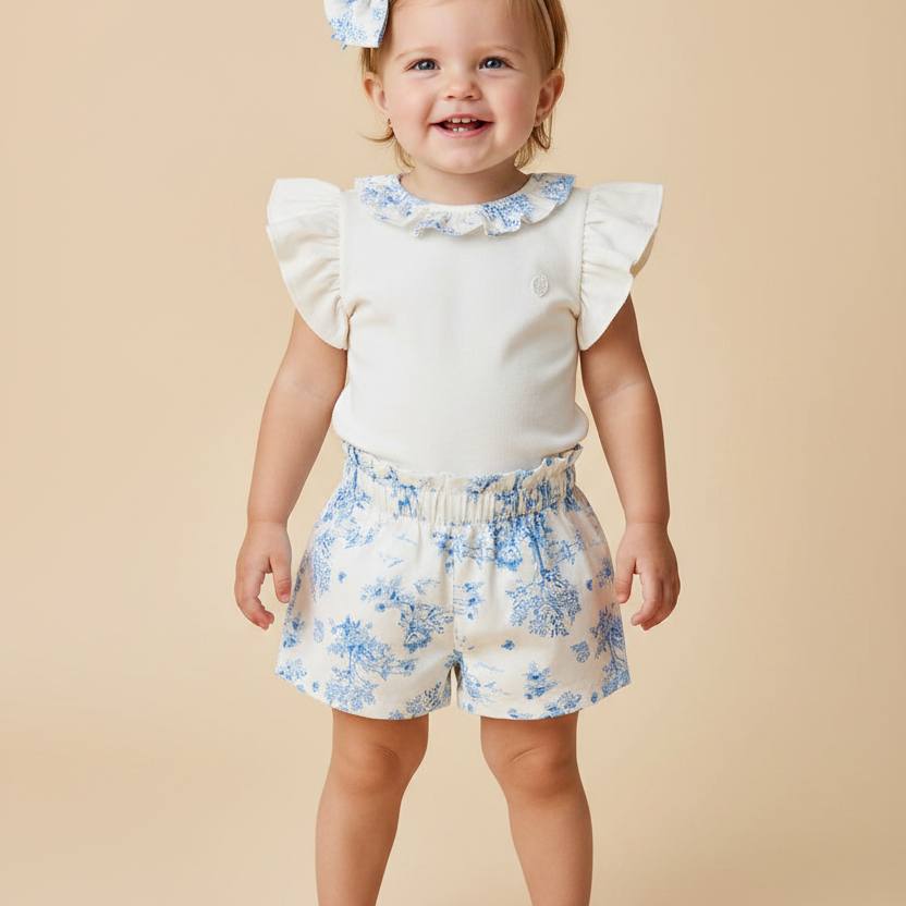 Conjunto Infantil Menina Blusa e Shorts Azul Claro