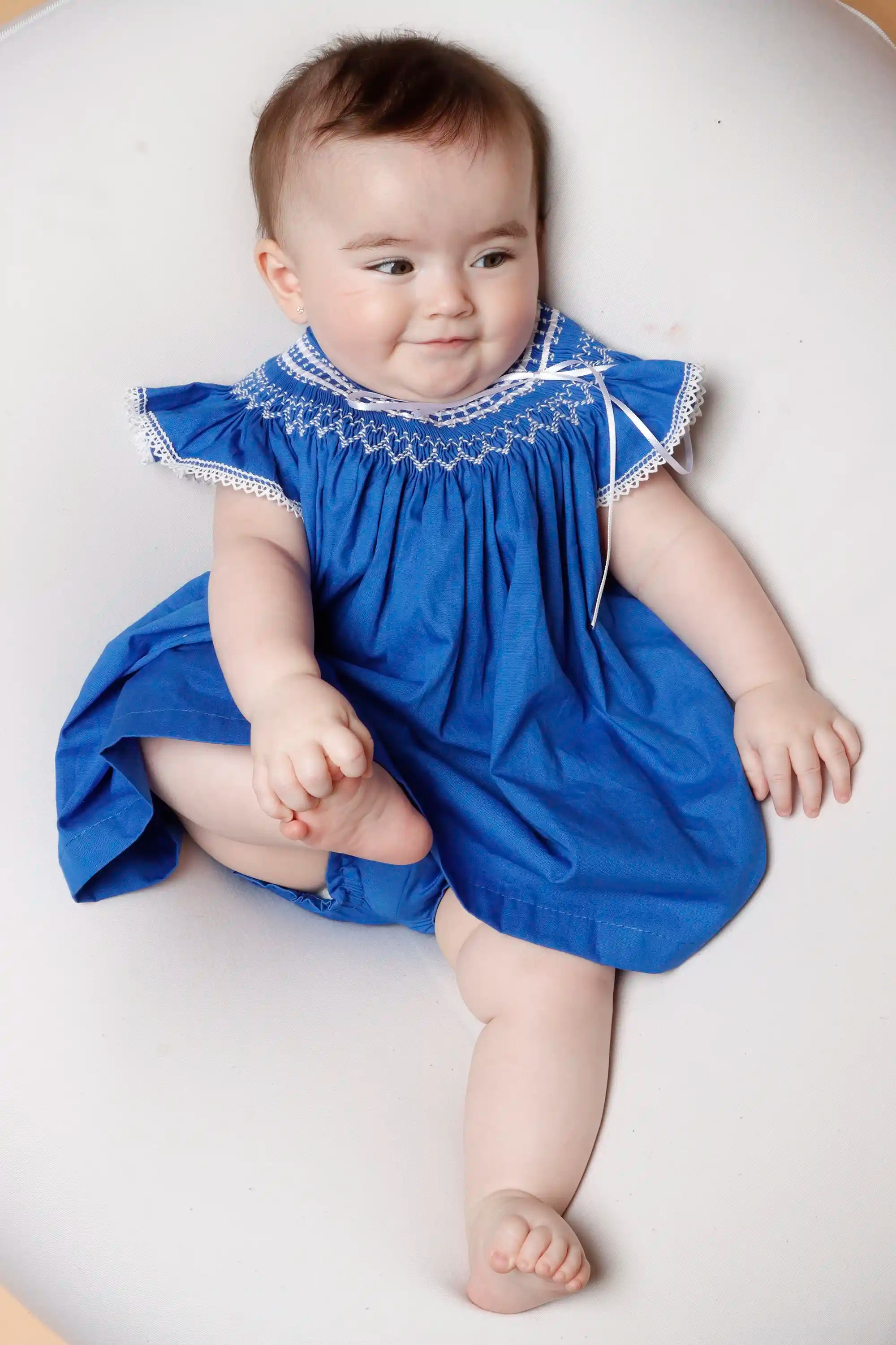 Vestido Bebê Russinho Casinha de Abelha Azul Royal — foto 1