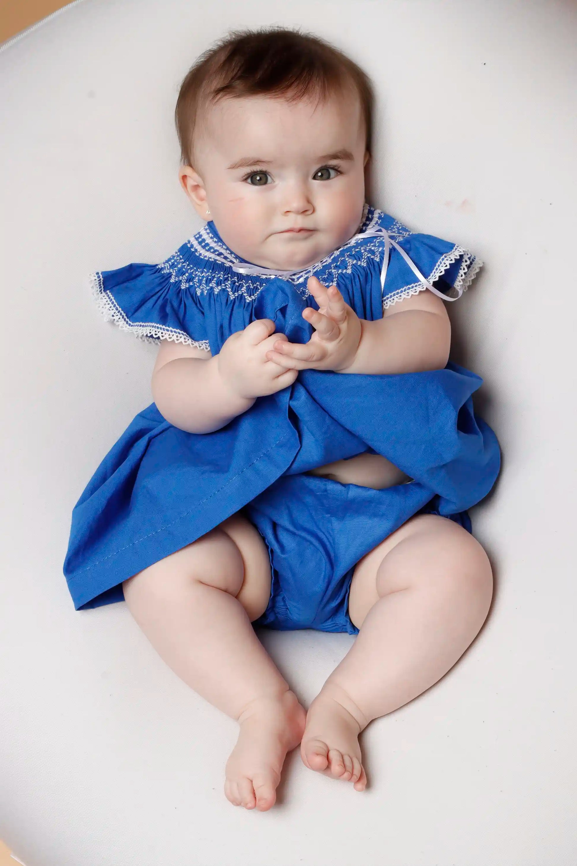 Vestido Bebê Russinho Casinha de Abelha Azul Royal