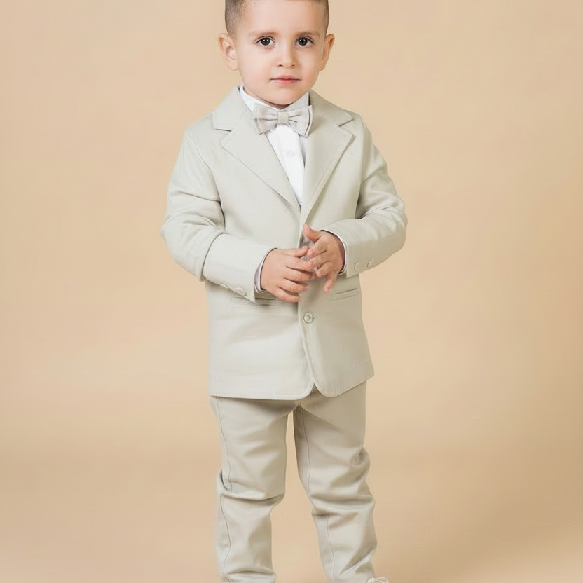 Blazer Infantil em Sarja Cru | Elegância para Pajens e Casamentos
