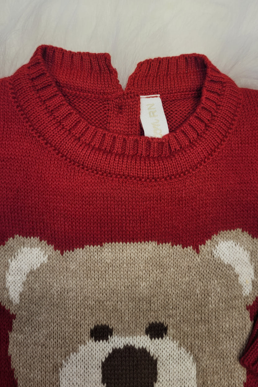 Macacão para Maternidade em Tricô Urso Vermelho — foto 3