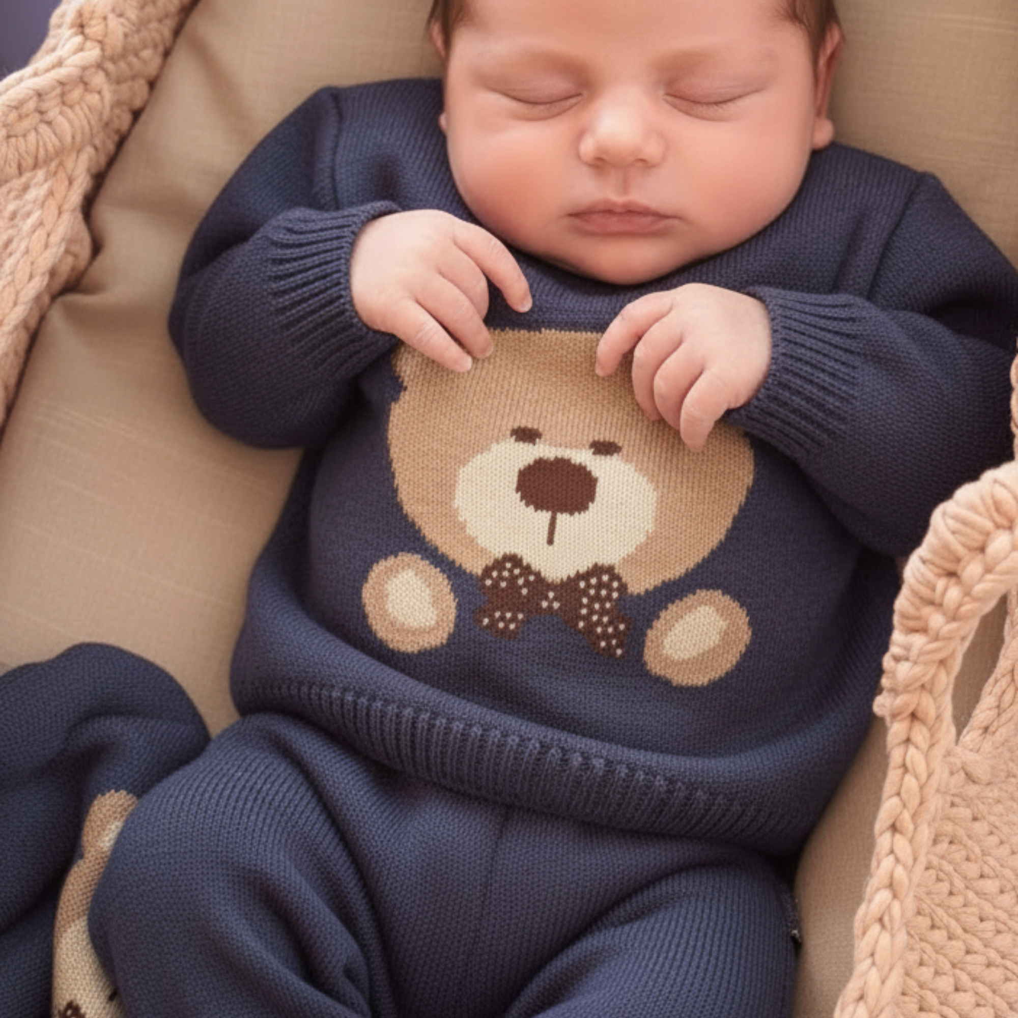 Macacão para Maternidade em Tricô Urso Indigo — foto 5