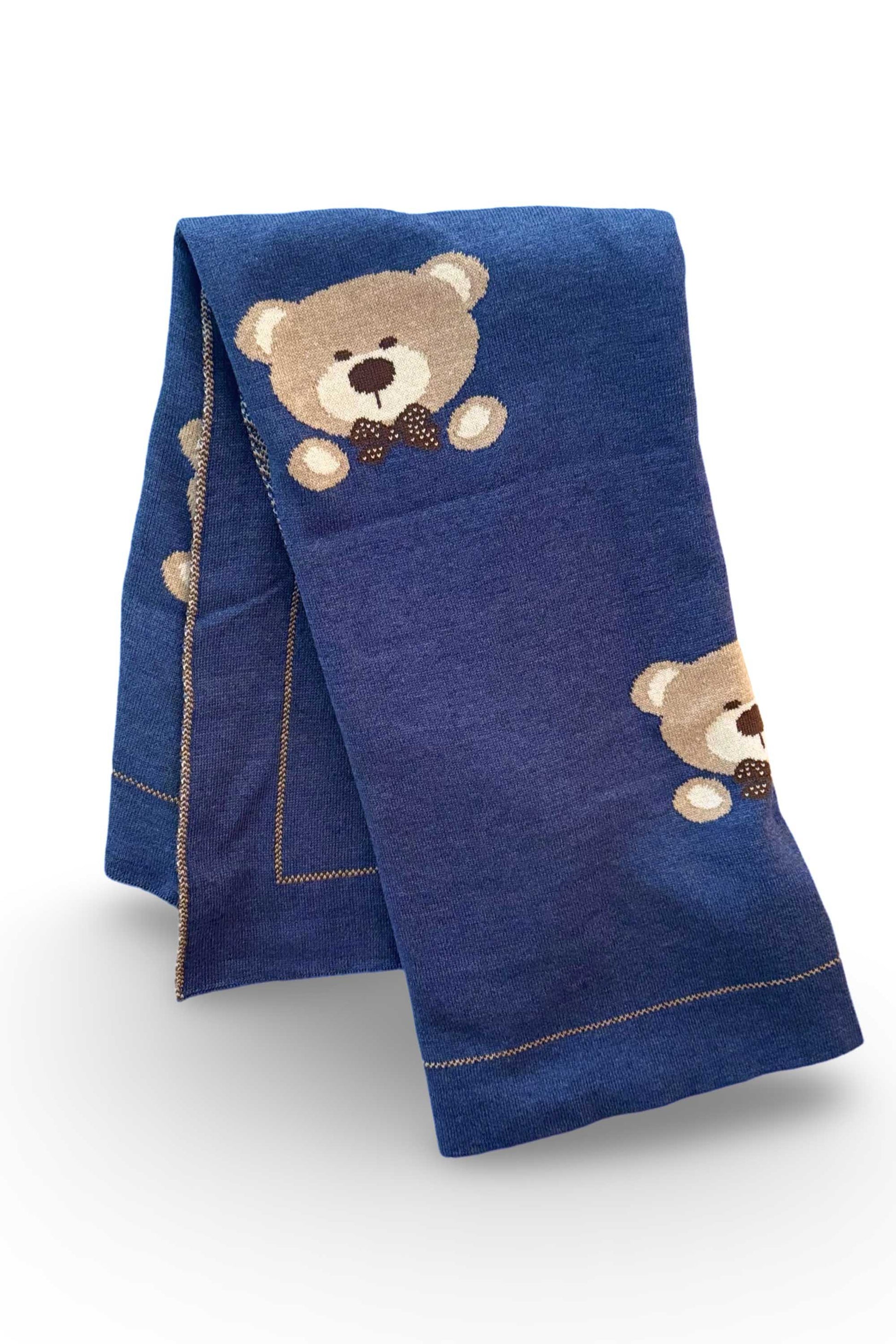 Manta Tricô Maternidade Urso Azul Índigo — foto 4