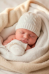 Kit Gorro e Luva Tricô Recém-Nascido Off White — foto 1