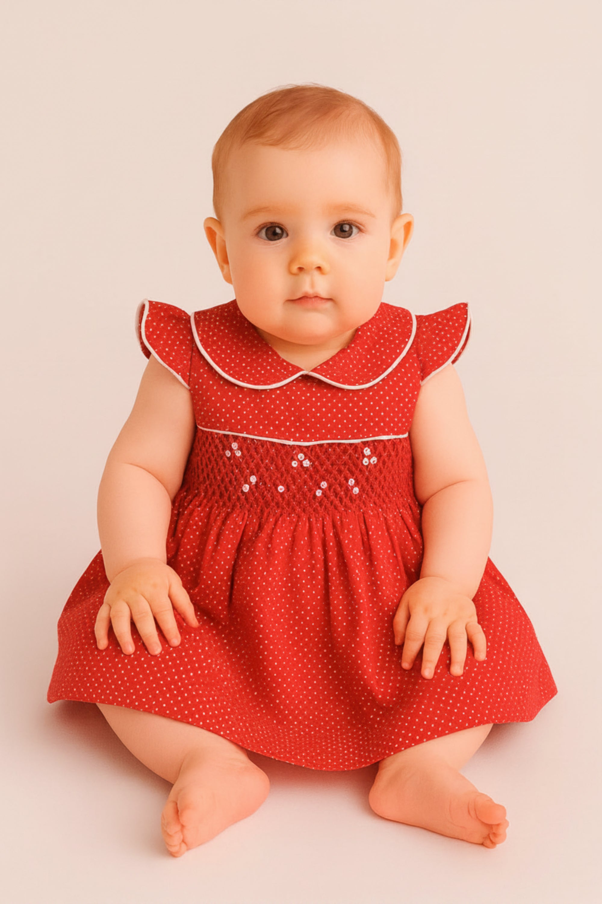 Vestido Casinha de Abelha Bebê Poá Vermelho — foto 1