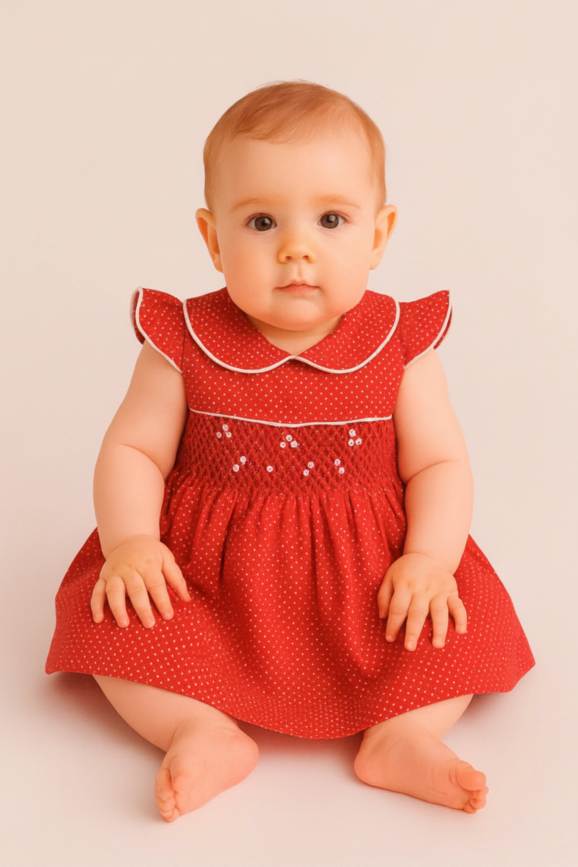 Vestido Casinha de Abelha Bebê Poá Vermelho — foto 1
