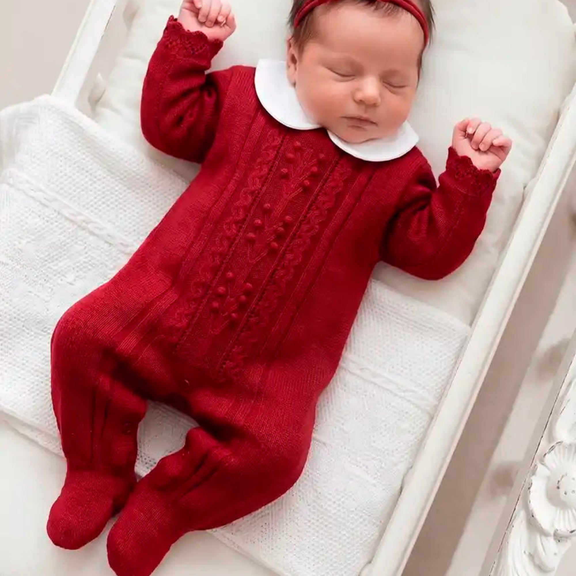 Macacão Tricô Saída de Maternidade Giovana Vermelho — foto 1