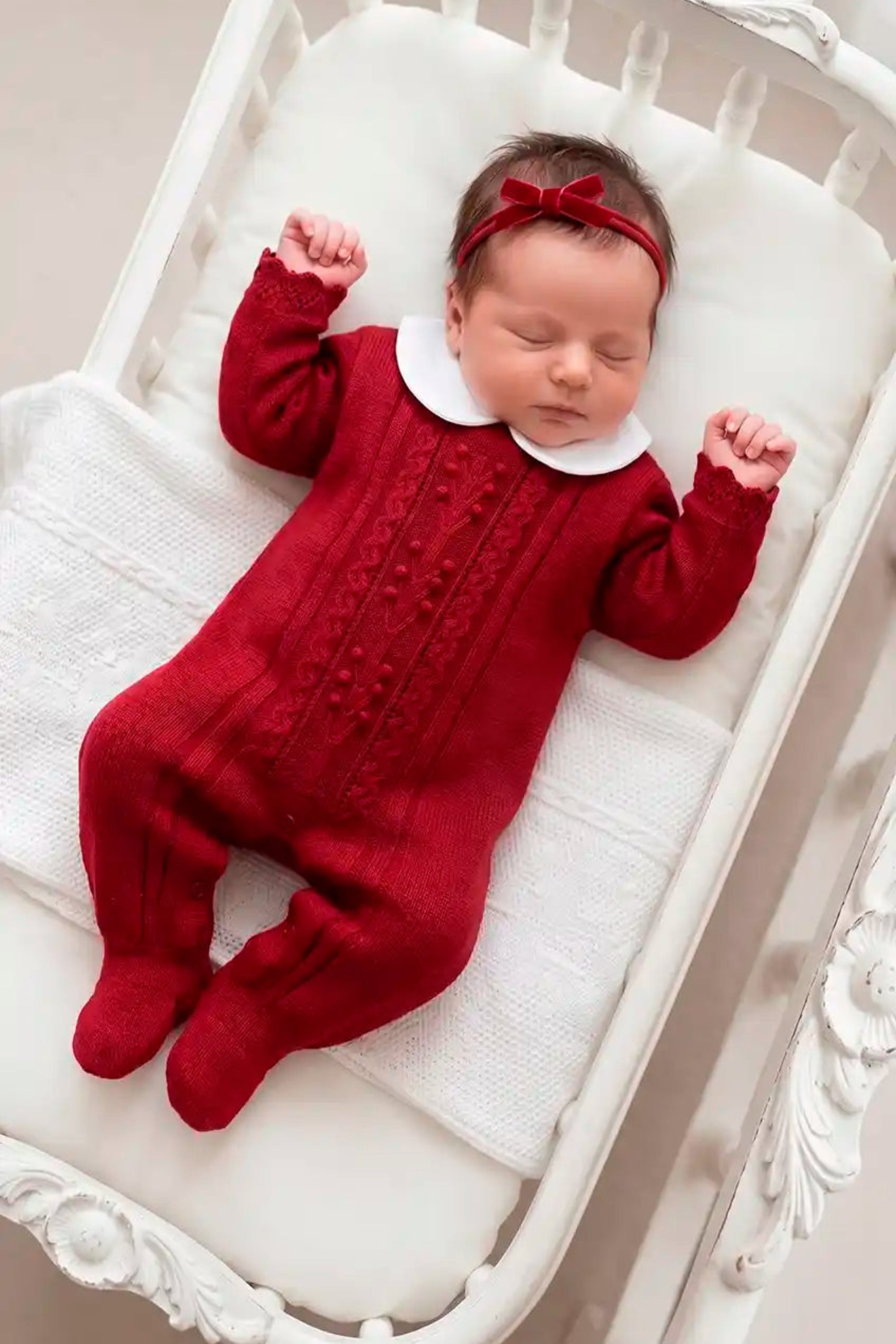 Macacão Tricô Saída de Maternidade Giovana Vermelho — foto 1