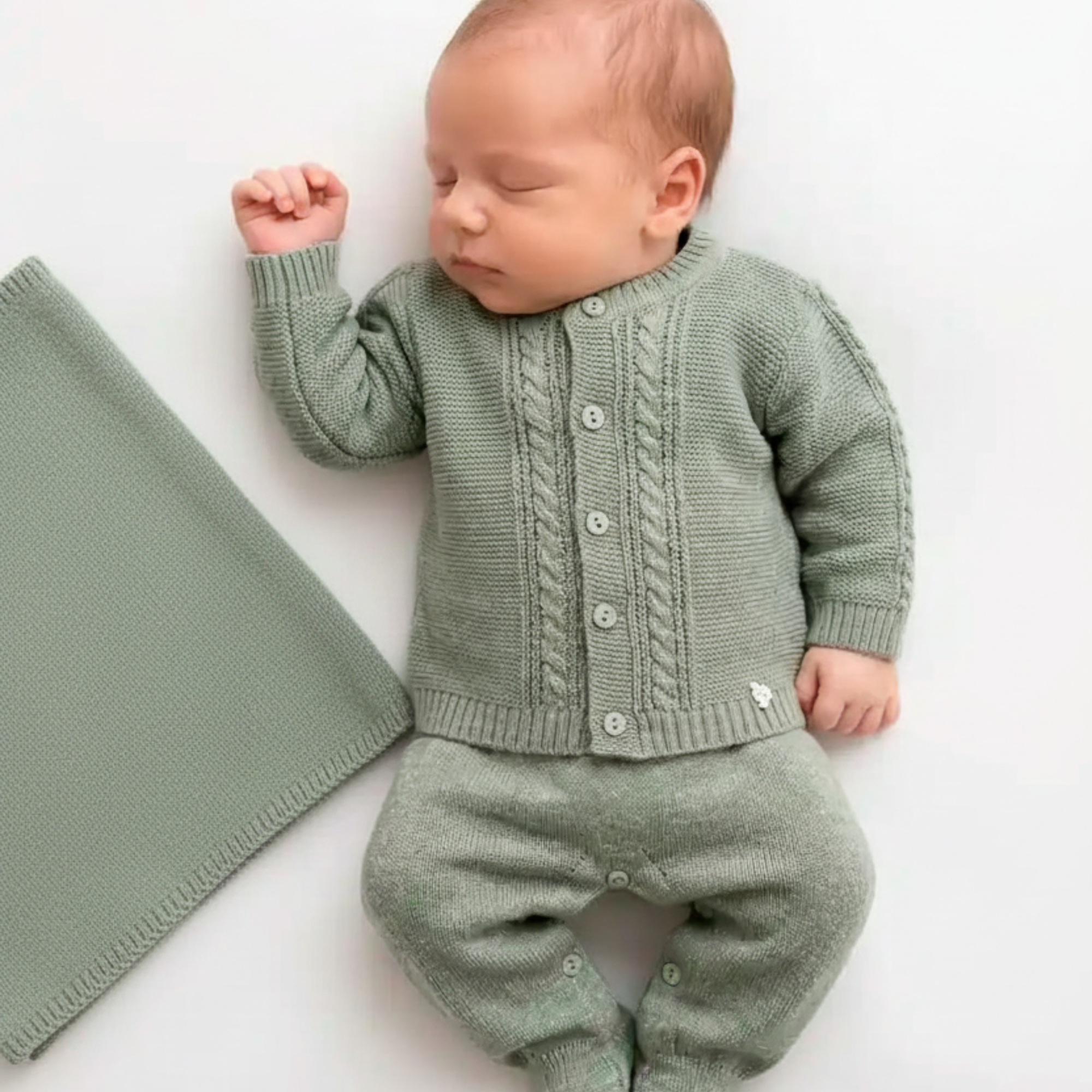 Conjunto Salopete e Cardigan em Tricô para Maternidade Alex — foto 1