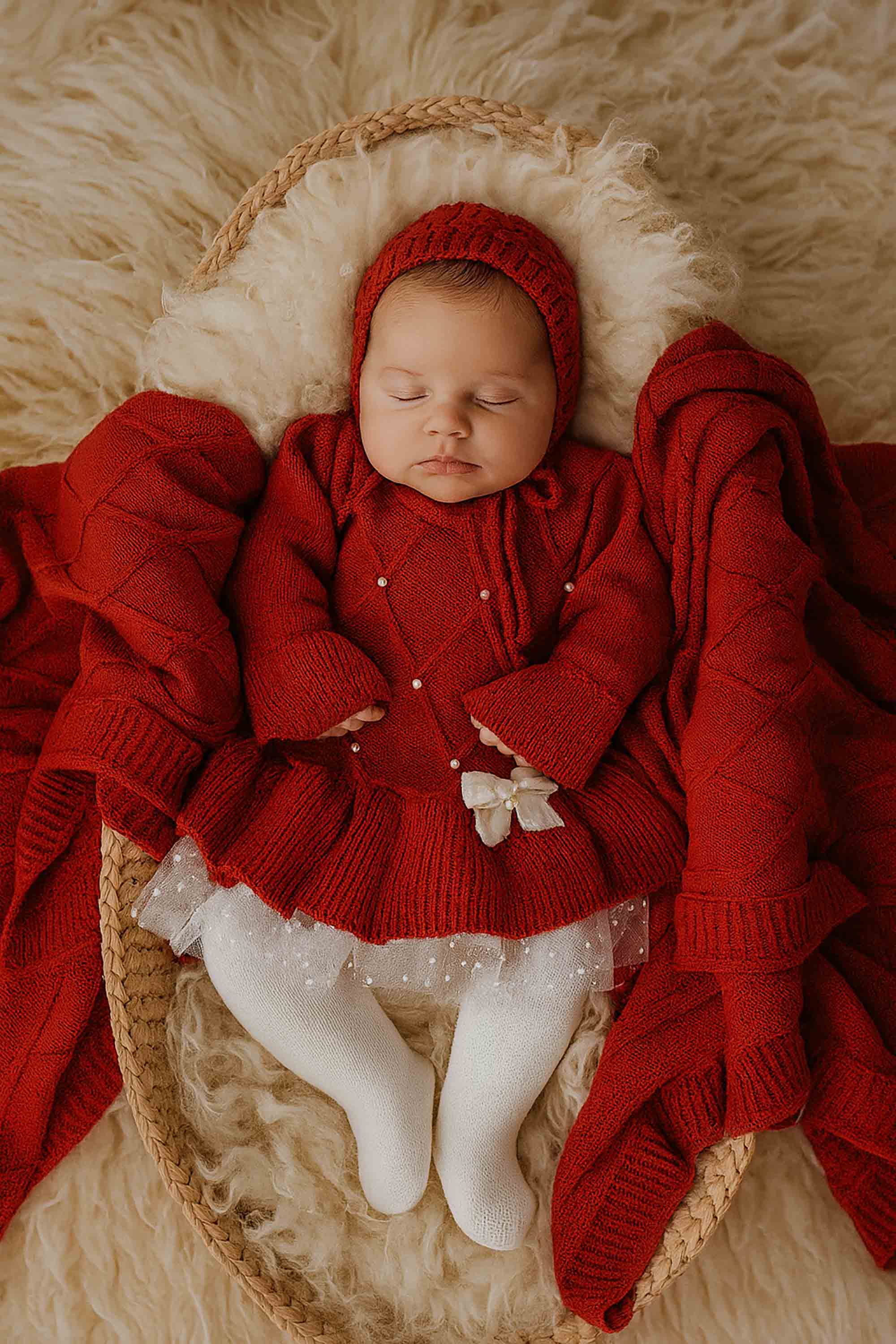 Saída de Maternidade Vestido Barra Renda Audrey Vermelho — foto 1