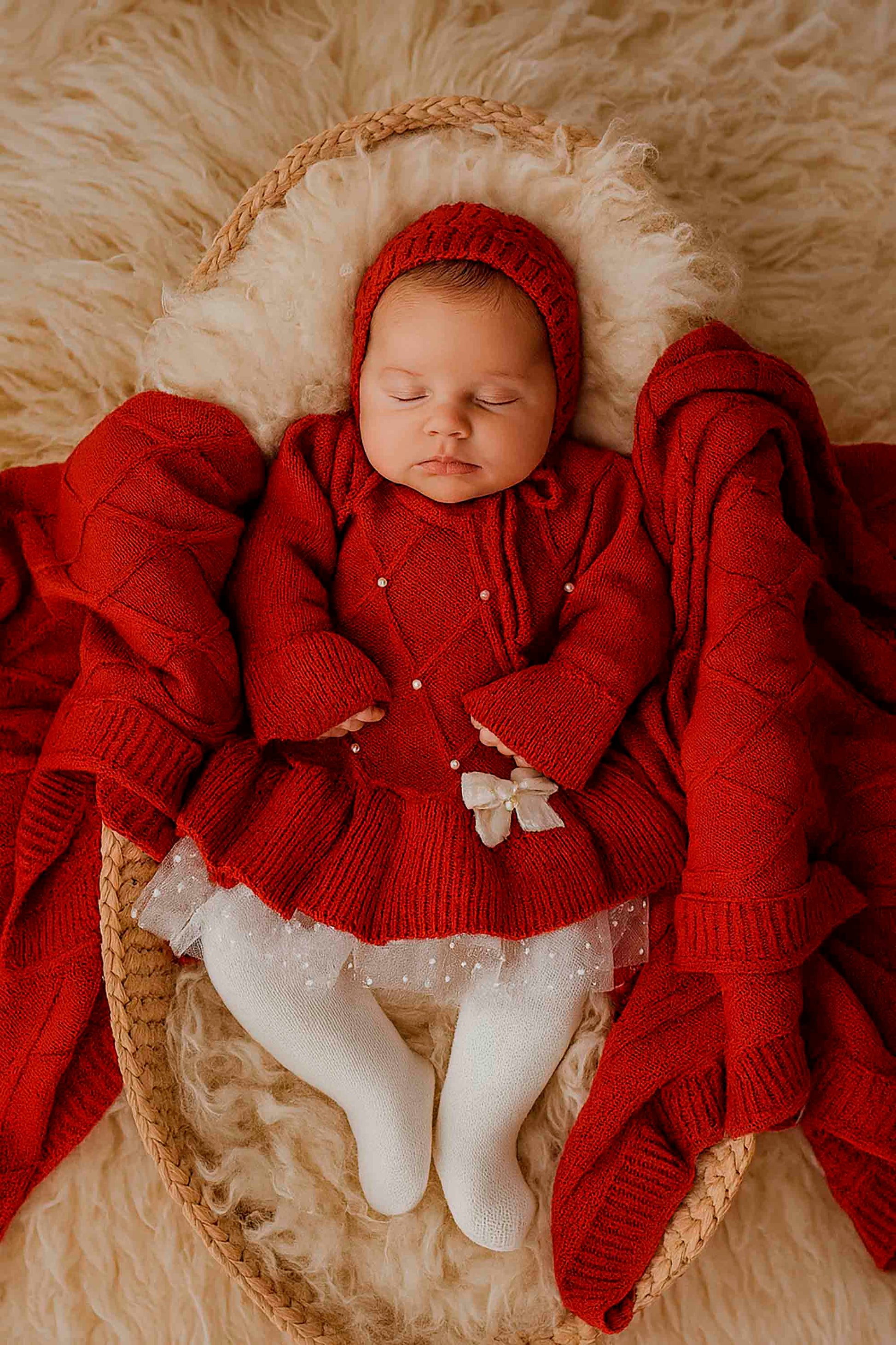 Saída de Maternidade Vestido Barra Renda Audrey Vermelho — foto 1