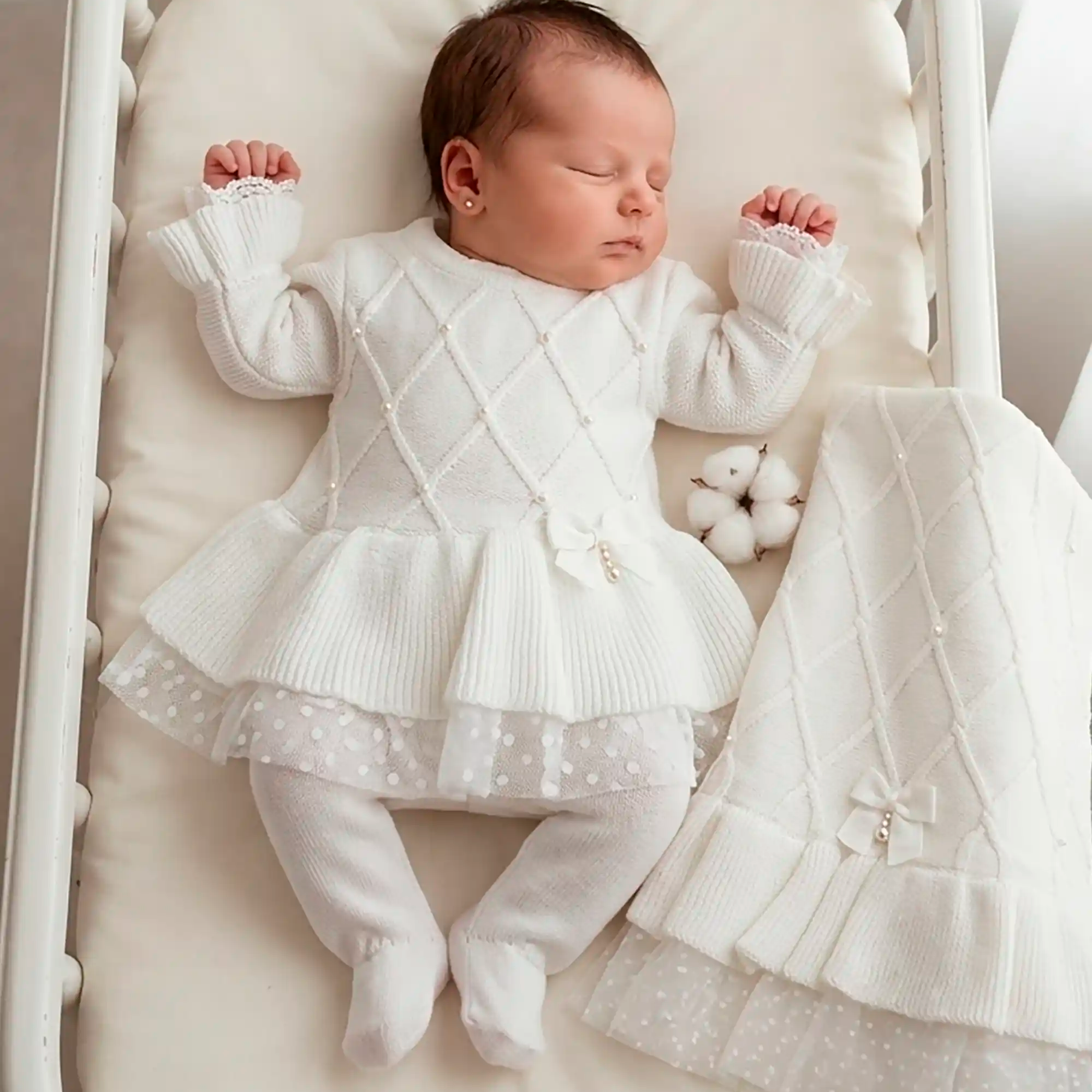 Saída de Maternidade Vestido Barra Renda Audrey Branco — foto 1