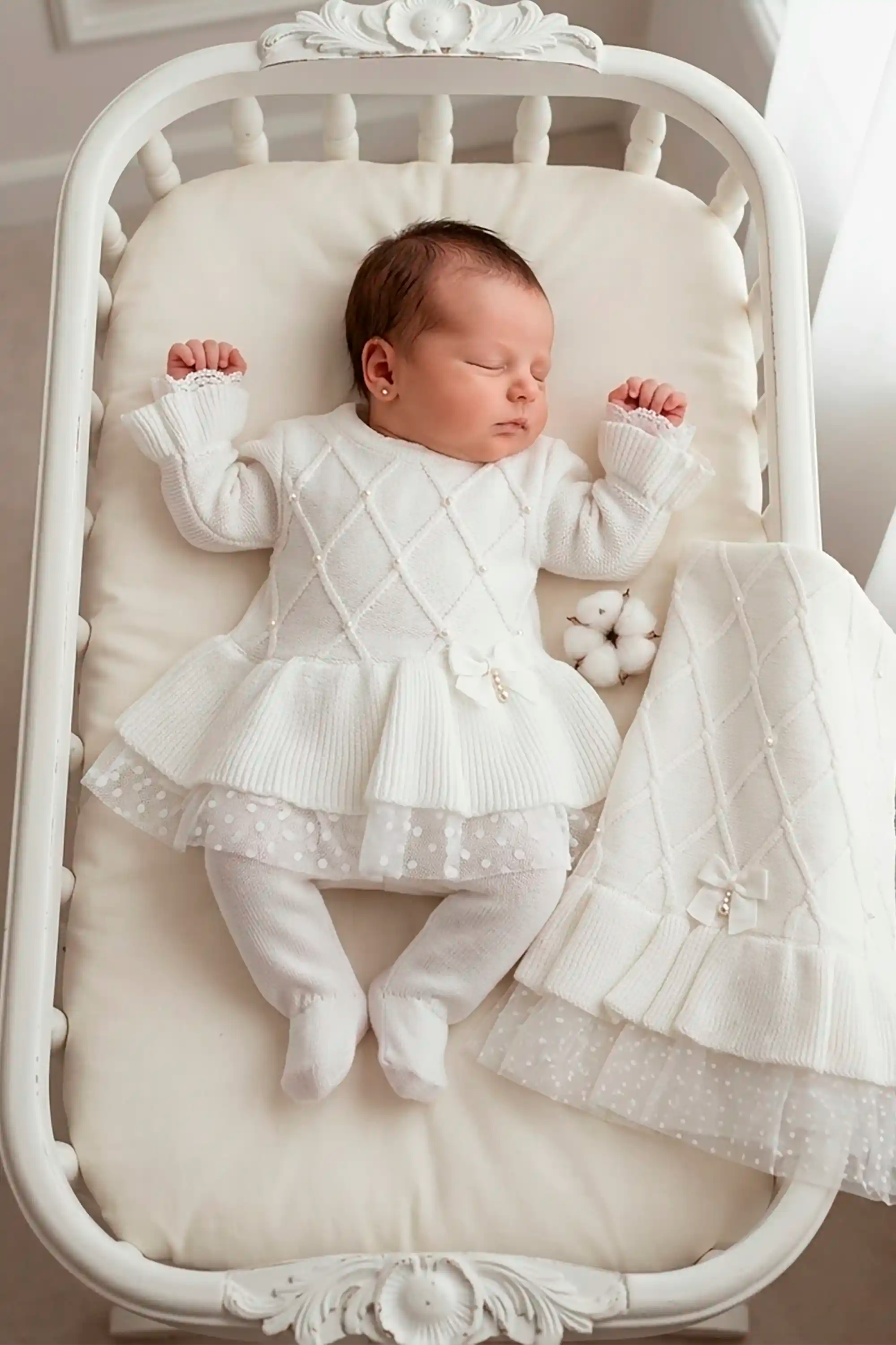 Saída de Maternidade Vestido Barra Renda Audrey Branco — foto 1
