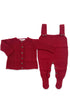 Conjunto Maternidade Jardineira e Casaquinho Tricô Ariel Vermelho — foto 2