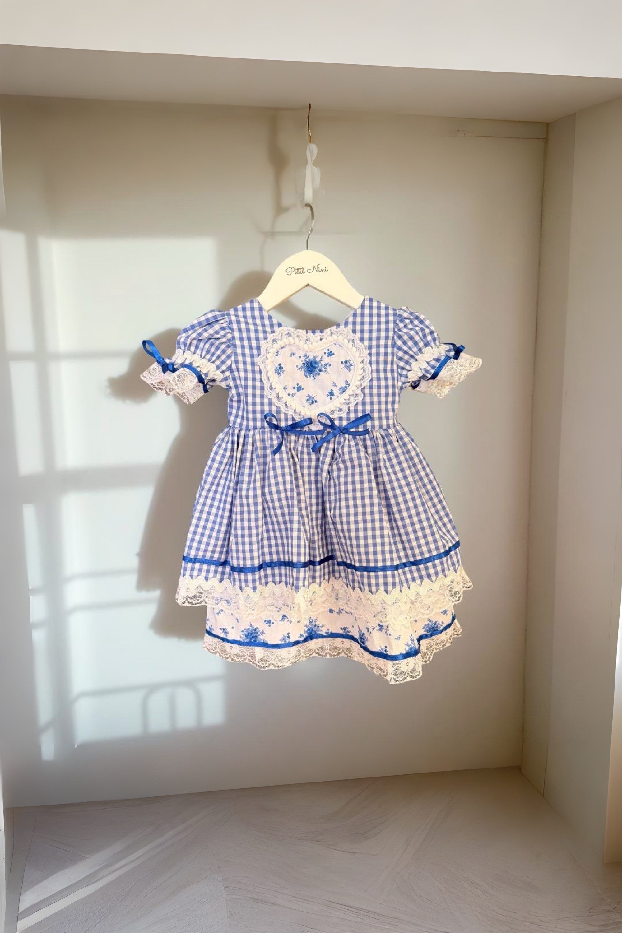Vestido Junino para Bebê Xadrez Azul Isabela — foto 2