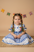 Vestido Junino para Bebê Xadrez Azul Isabela — foto 1