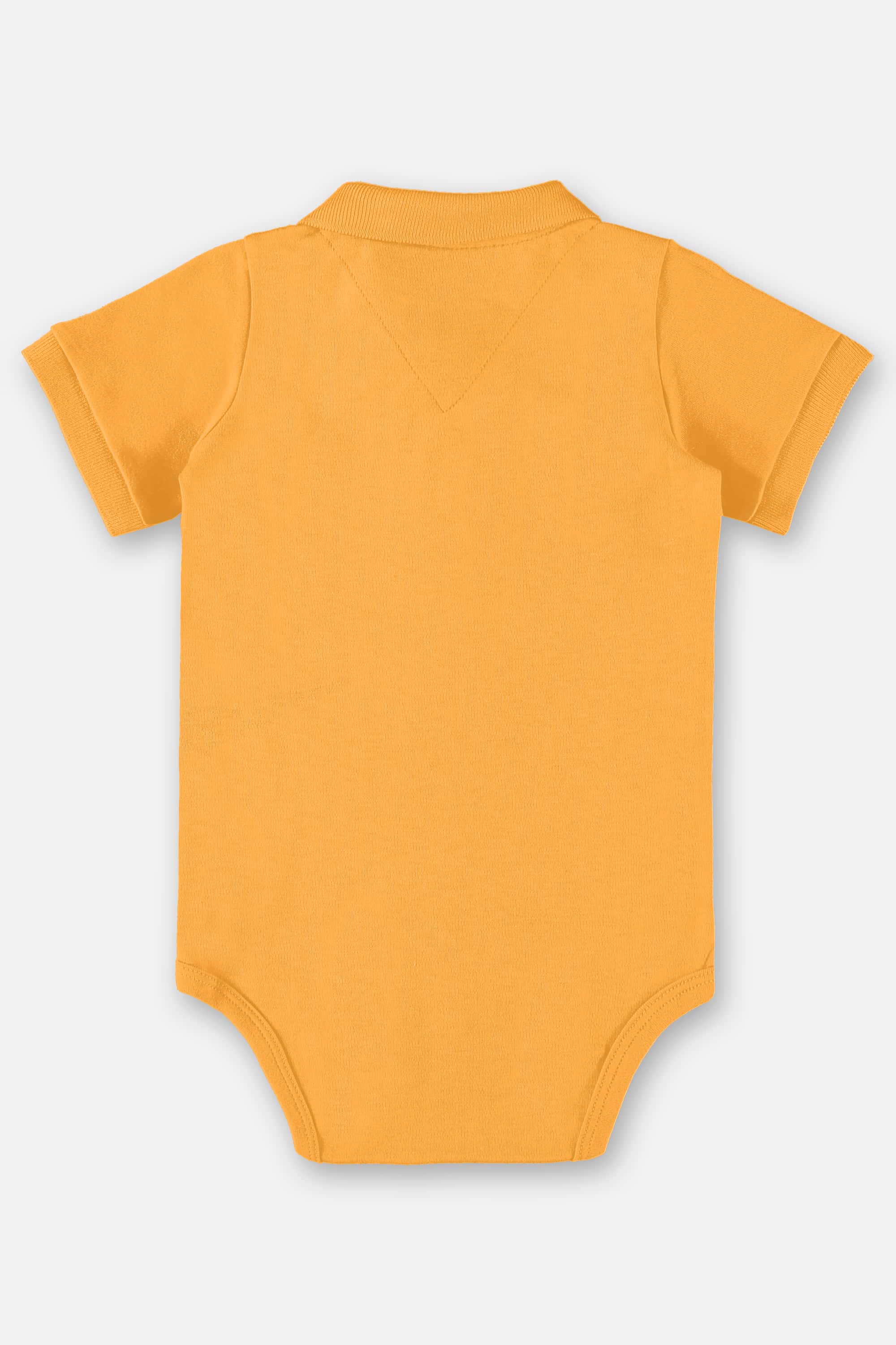 Body Polo Manga Curta Amarelo Damasco para Bebê Suedine — foto 2