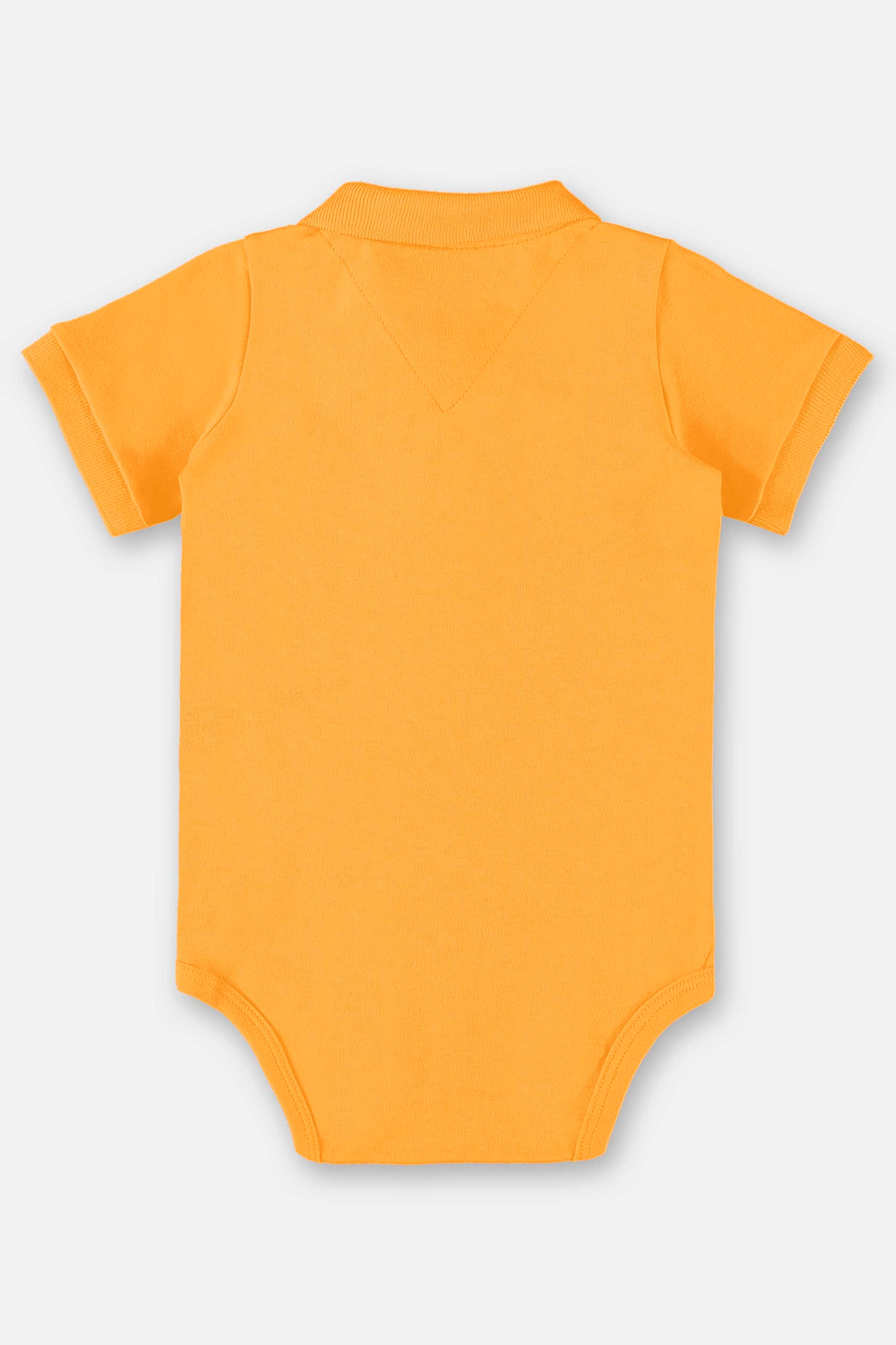 Body Polo Manga Curta Amarelo Damasco para Bebê Suedine — foto 2