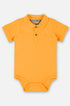 Body Polo Manga Curta Amarelo Damasco para Bebê Suedine — foto 1