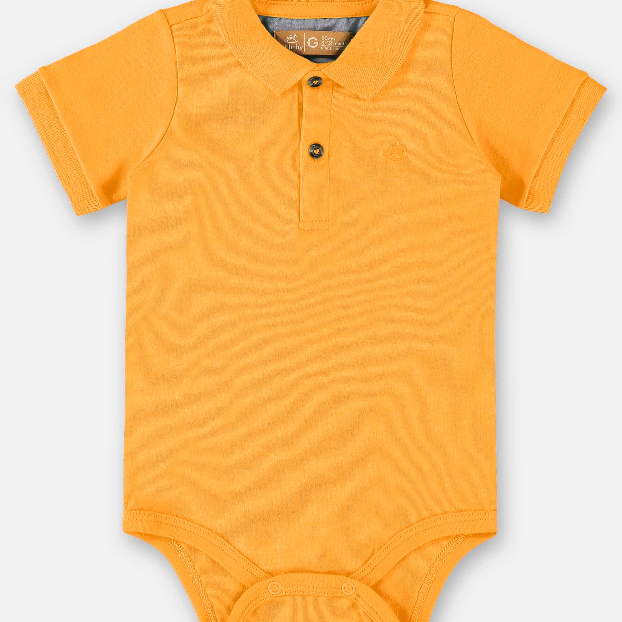 Body Polo Manga Curta Amarelo Damasco para Bebê Suedine — foto 1