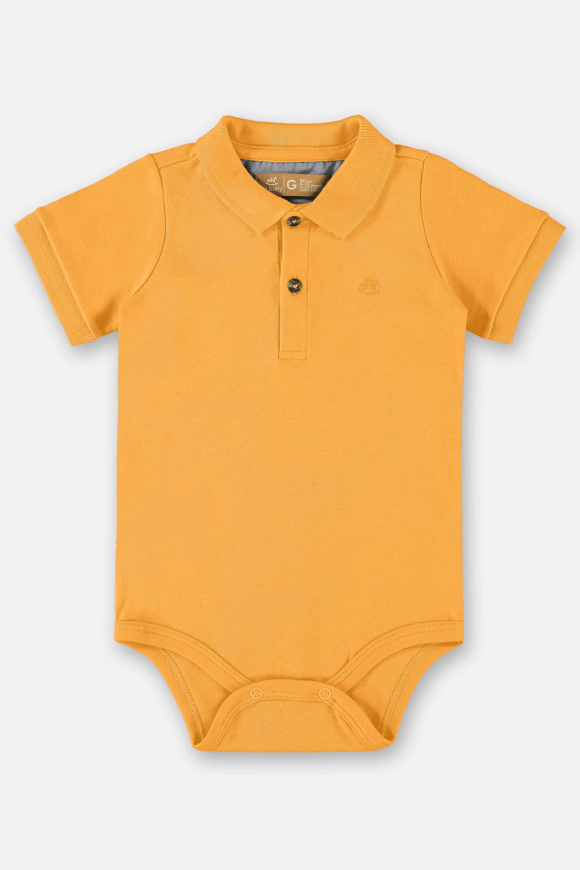 Body Polo Manga Curta Amarelo Damasco para Bebê Suedine — foto 1
