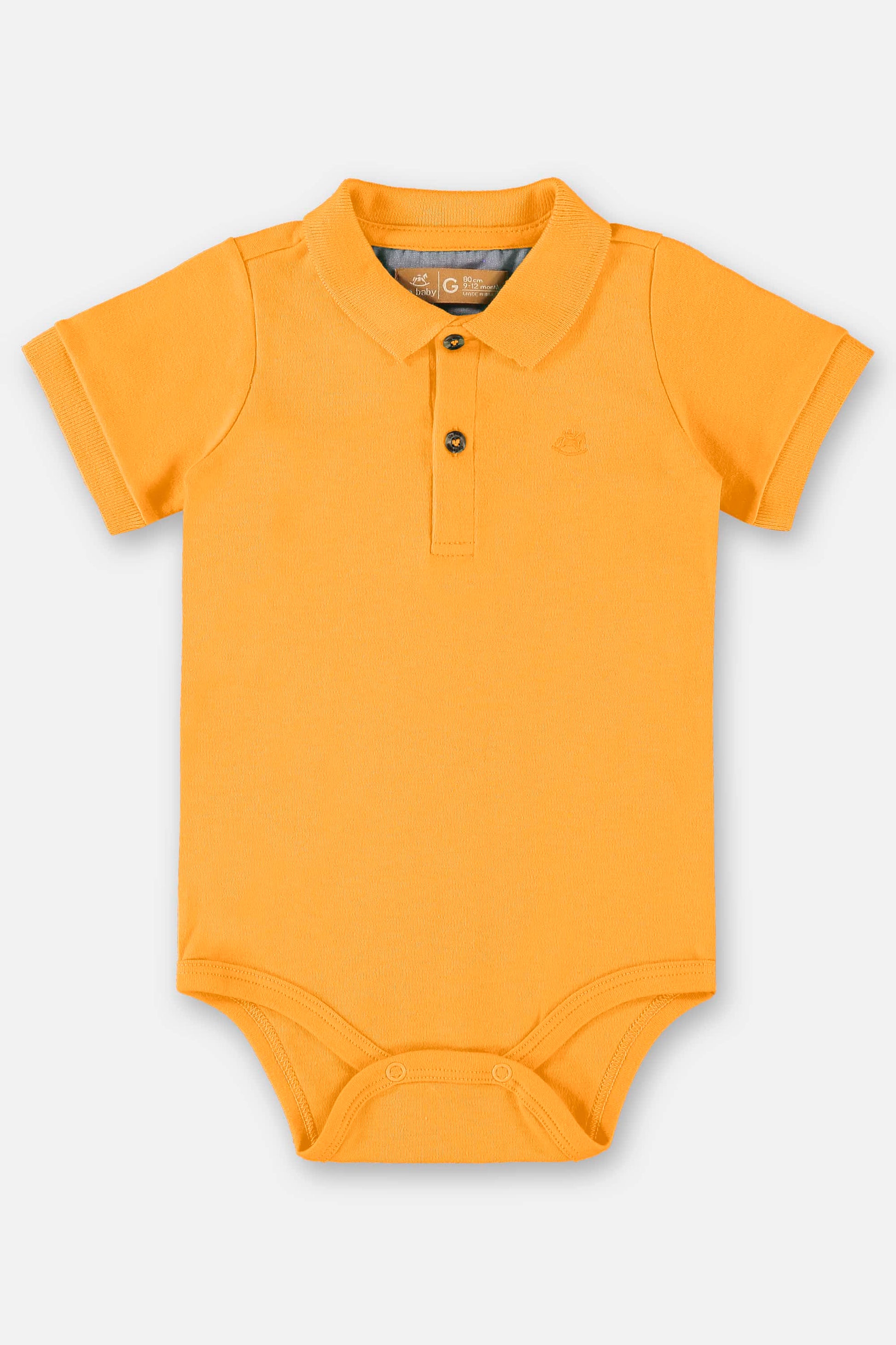 Body Polo Manga Curta Amarelo Damasco para Bebê Suedine — foto 1