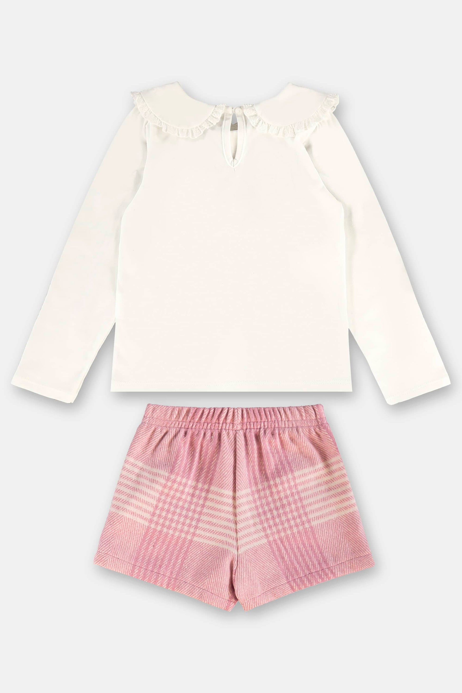 Conjunto Infantil Blusa Manga Longa e Shorts Xadrez para Meninas — foto 3