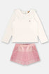 Conjunto Infantil Blusa Manga Longa e Shorts Xadrez para Meninas — foto 2