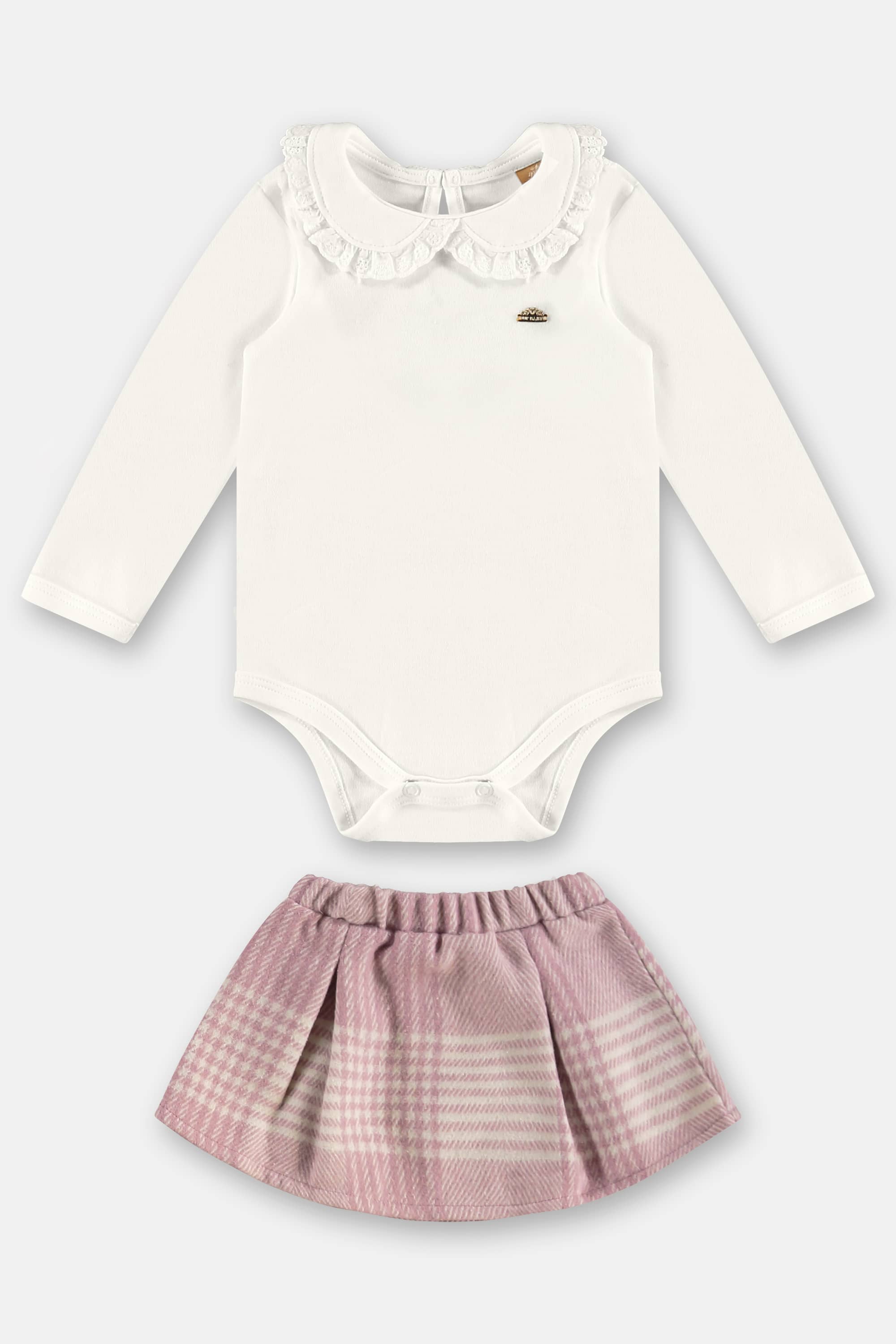 Conjunto Menina Body com Saia Xadrez para Bebê — foto 2