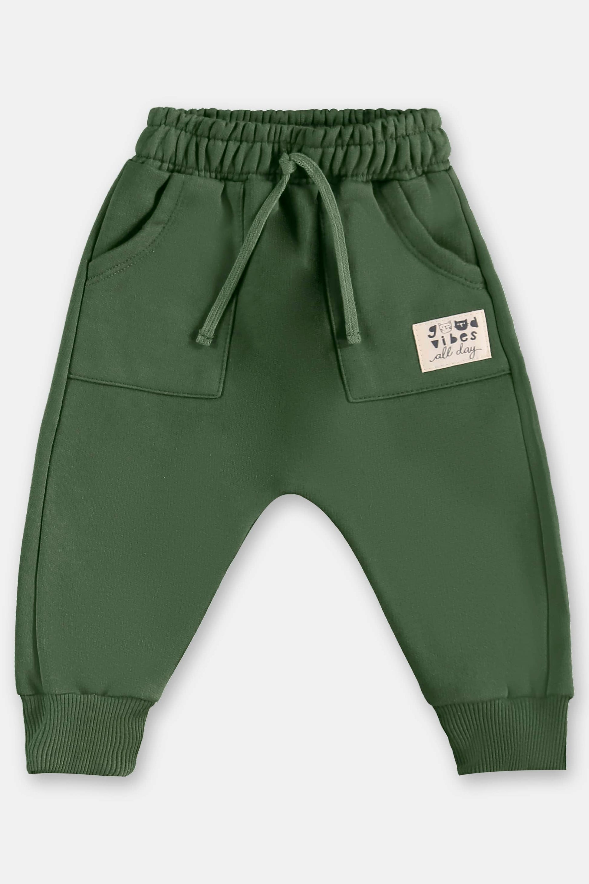 Conjunto de Moletom Infantil Blusão e Calça Verde Estampa Gato para Meninos