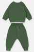 Conjunto de Moletom Infantil Blusão e Calça Verde Estampa Gato para Meninos — foto 3