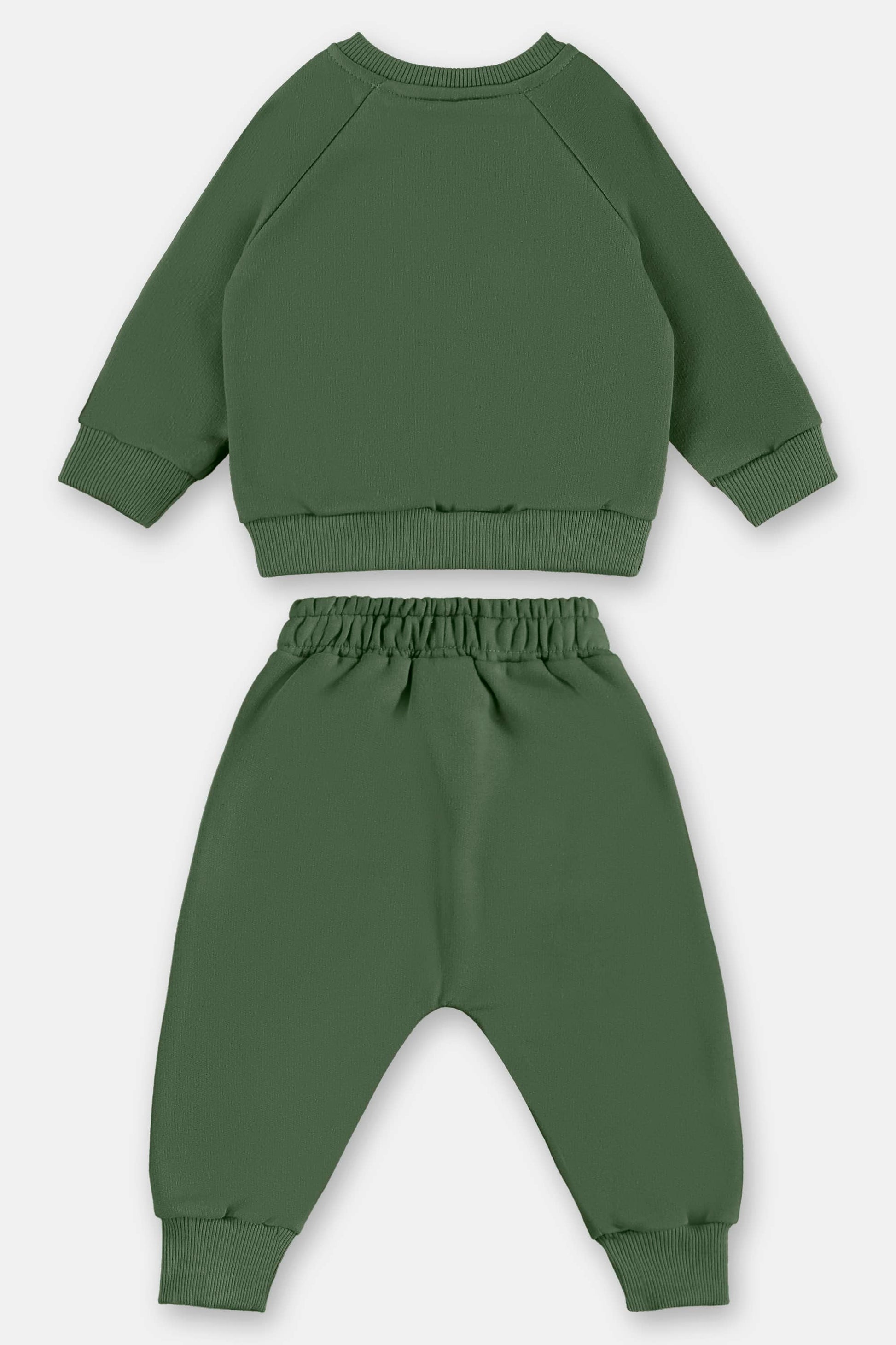 Conjunto de Moletom Infantil Blusão e Calça Verde Estampa Gato para Meninos — foto 3
