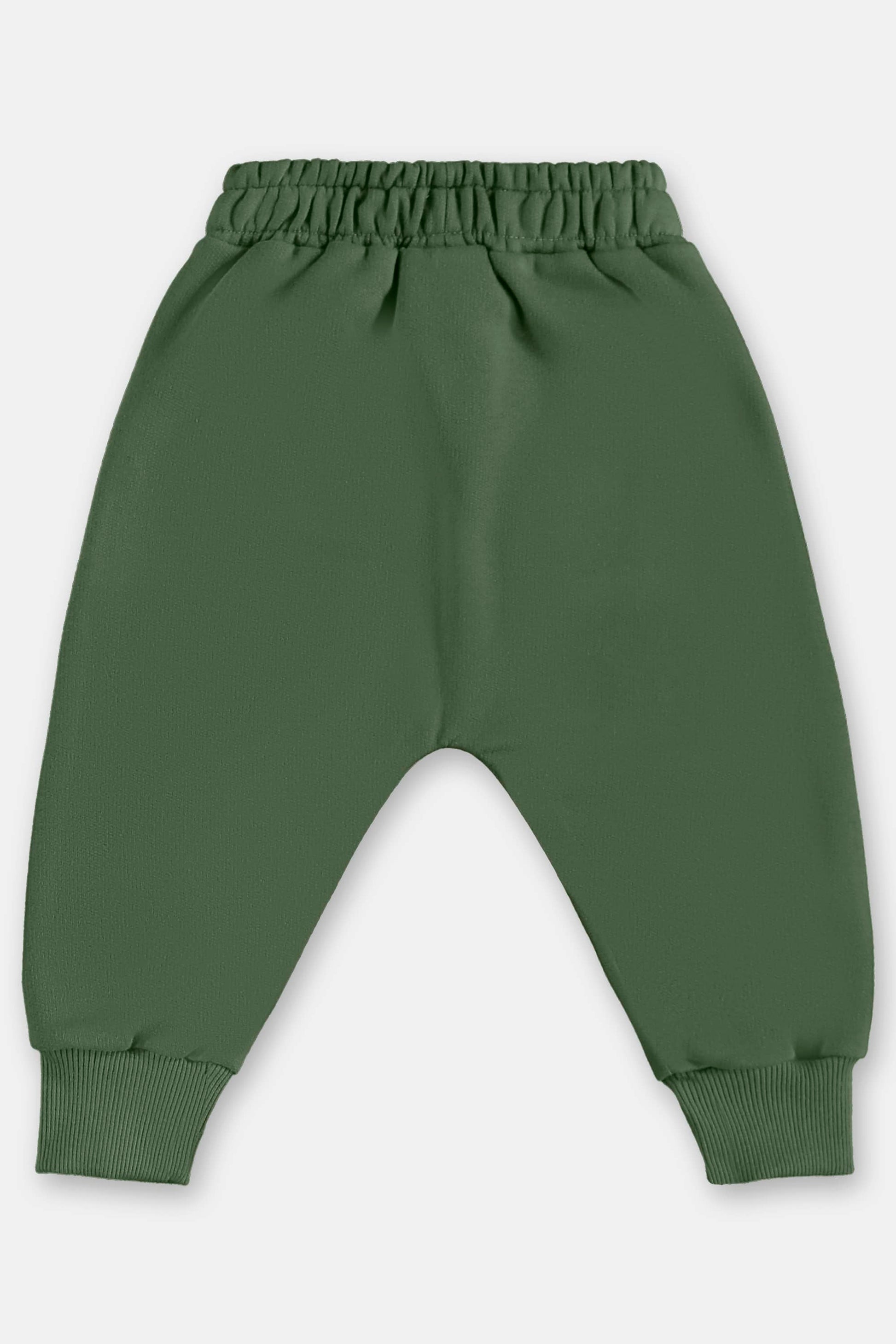 Conjunto de Moletom Infantil Blusão e Calça Verde Estampa Gato para Meninos