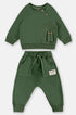 Conjunto de Moletom Infantil Blusão e Calça Verde Estampa Gato para Meninos — foto 2