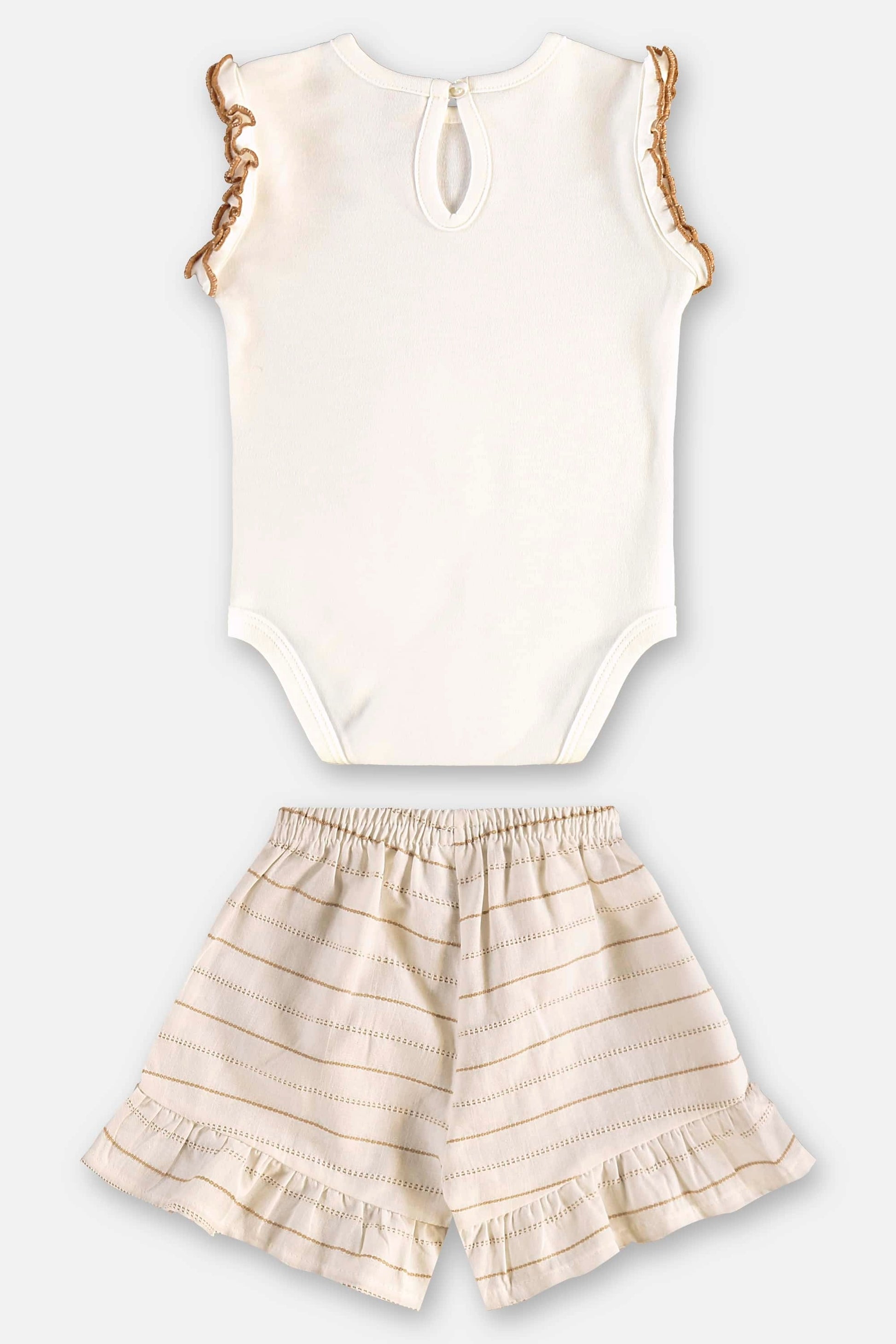 Conjunto Bebê Menina Body Regata e Shorts Bege — foto 4