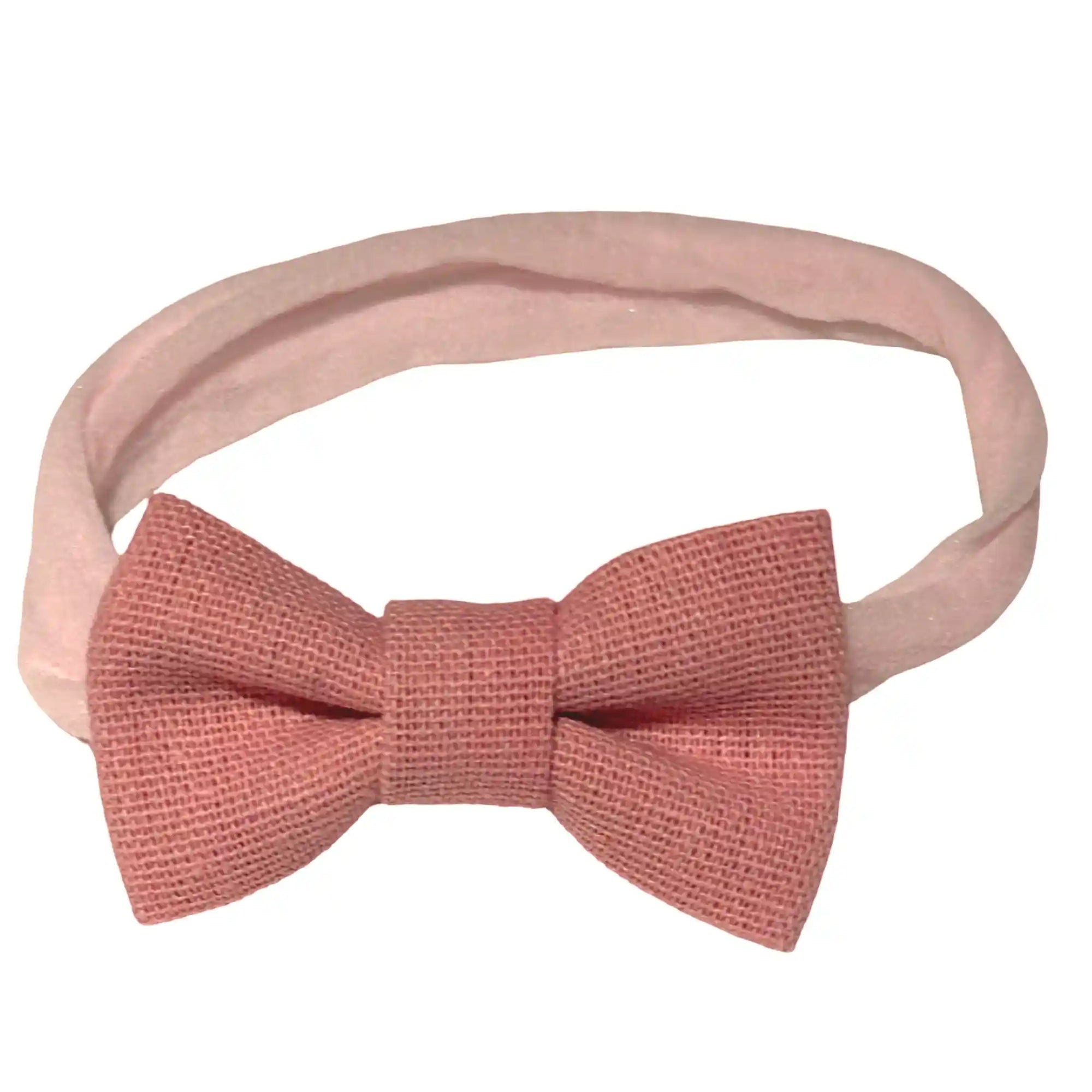Faixa de Cabelo Bebê Rosa Siena com Laço em Linho — foto 1