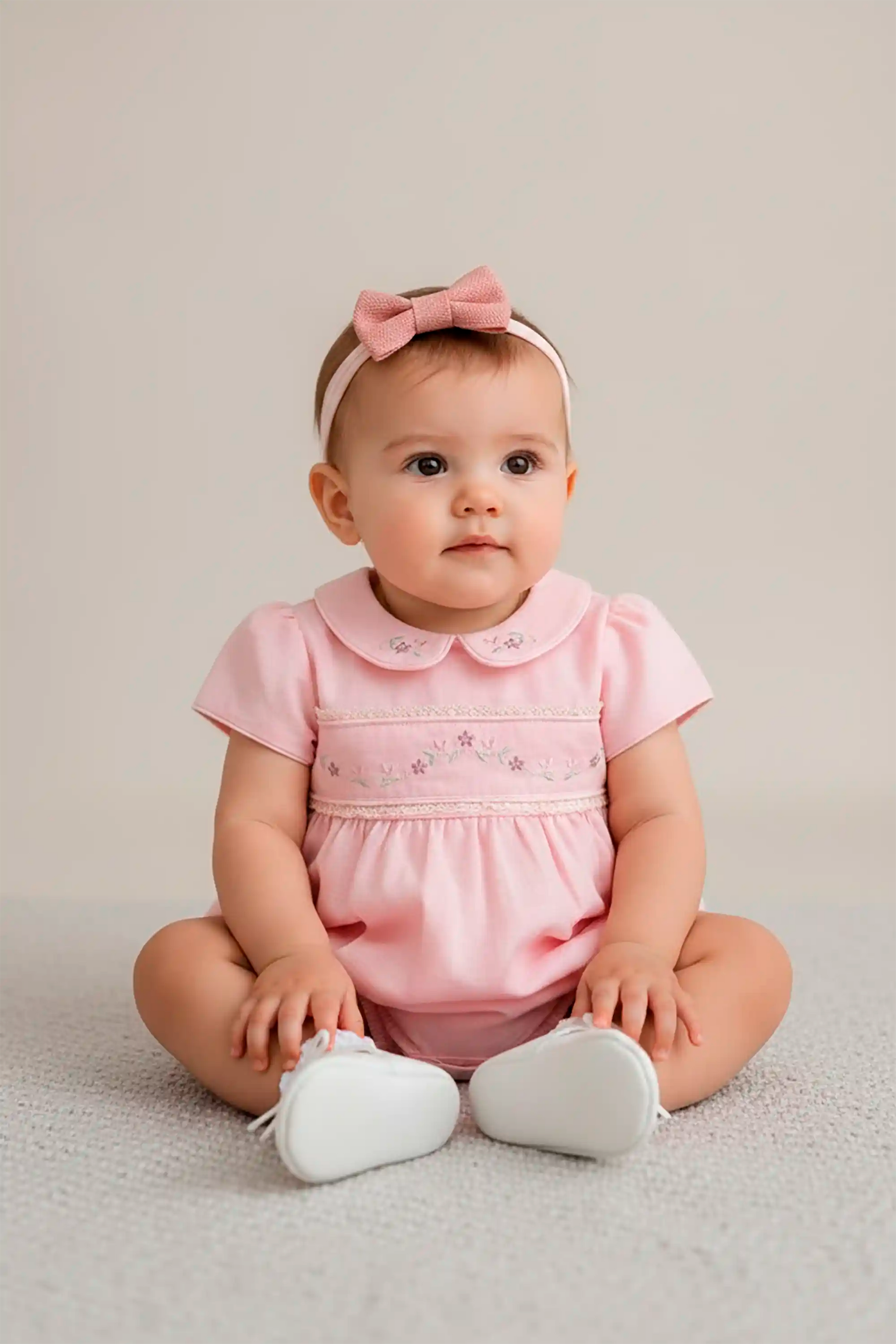 Faixa de Cabelo Bebê Rosa Siena com Laço em Linho — foto 2