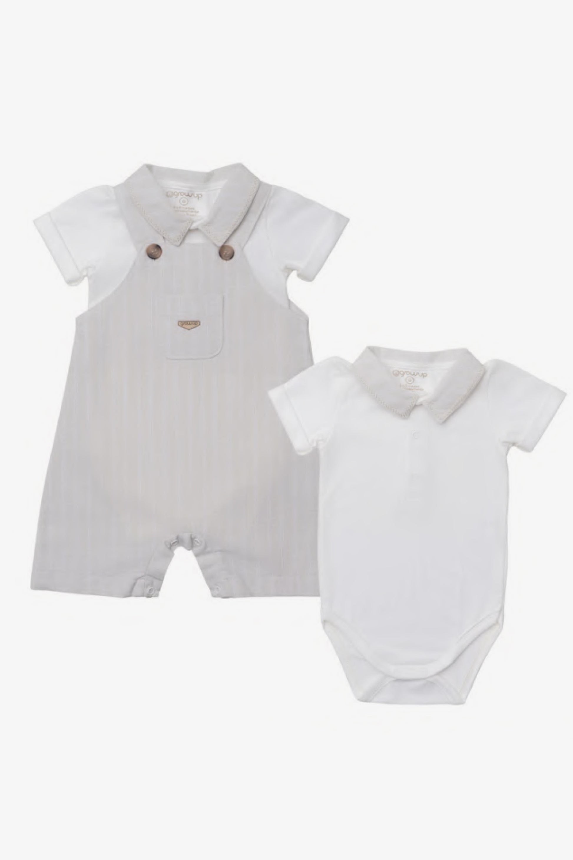 Conjunto Jardineira e Body Polo Zoo Off White