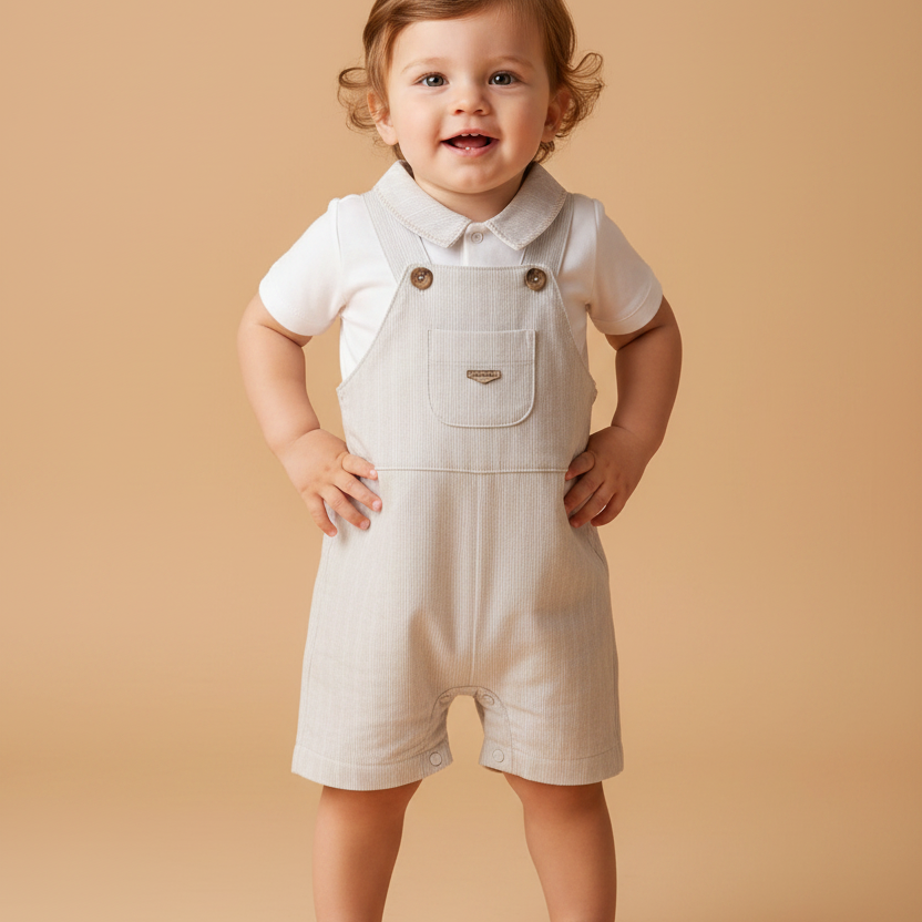 Conjunto Jardineira e Body Polo Zoo Off White
