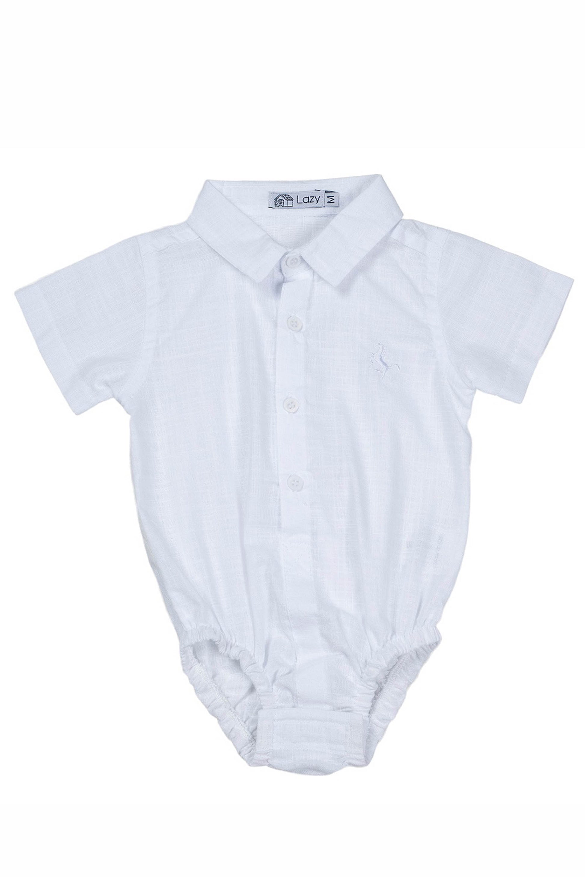 Body Camisa Infantil Manga Curta Tecido Cambraia Flamê — foto 2