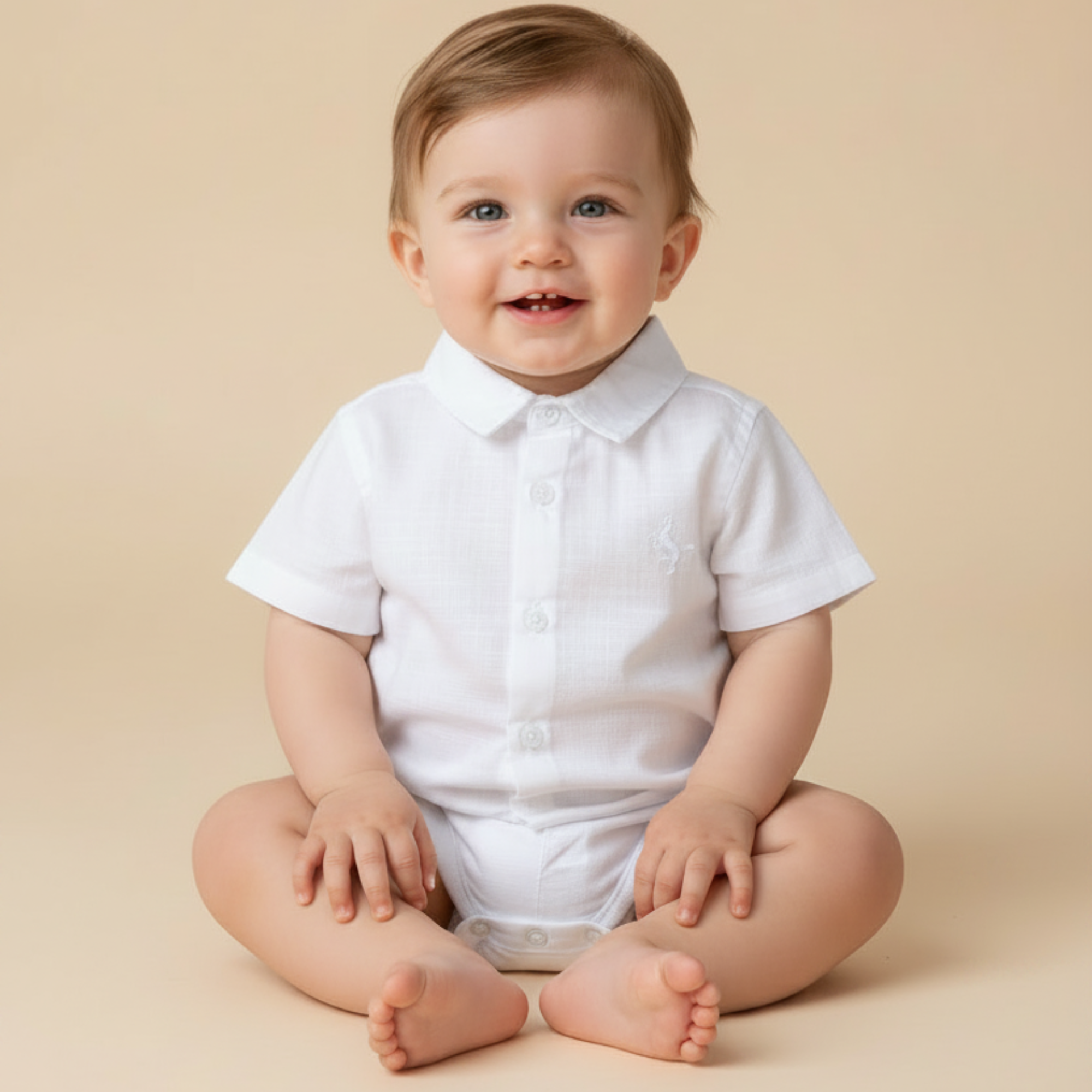 Body Camisa Infantil Manga Curta - Tecido Cambraia Flamê